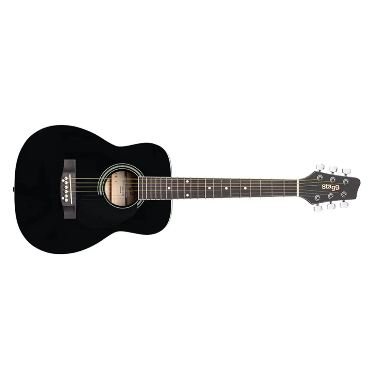 Stagg SA20D 1/2 Dreadnought Acoustic Guitar - Black - Image 3