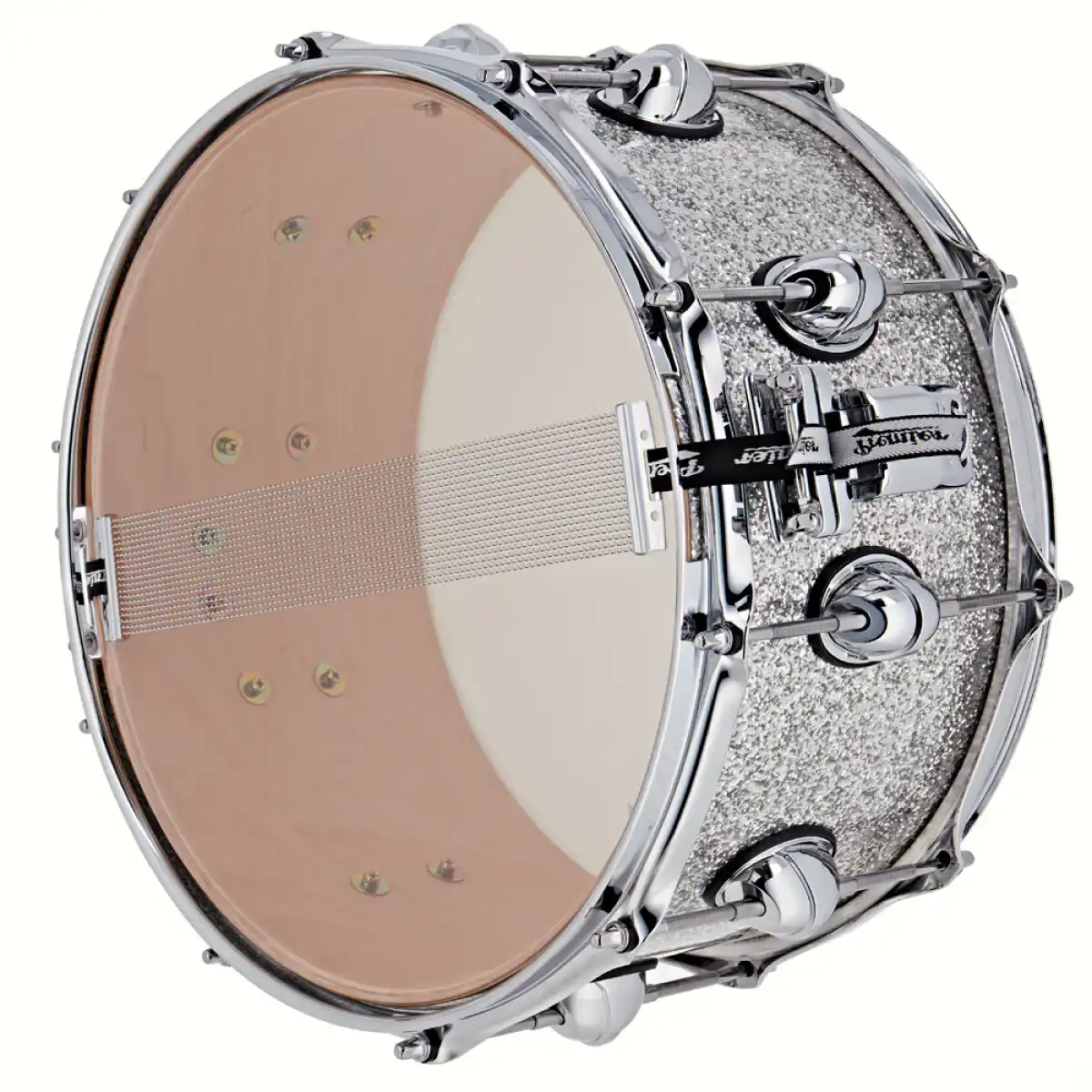Premier 14" x 7" Genista Maple Snare Drum - Silver Sparkle - Image 6