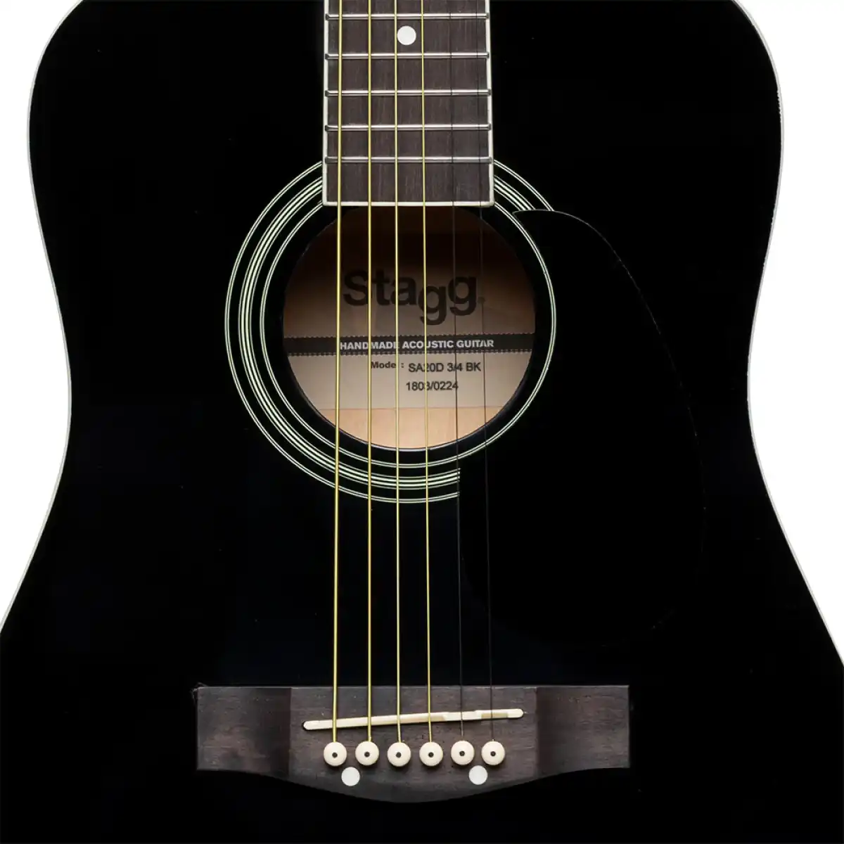 Stagg SA20D 3/4 Dreadnought Acoustic Guitar - Black - Image 5