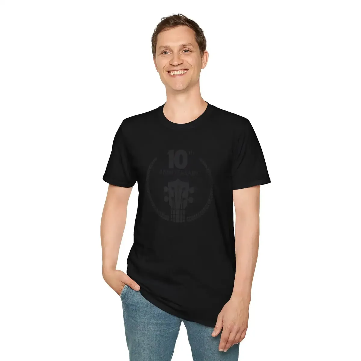 Uke Like The Pros 10th Anniversary T-Shirt - Large Black Logo - Image 5