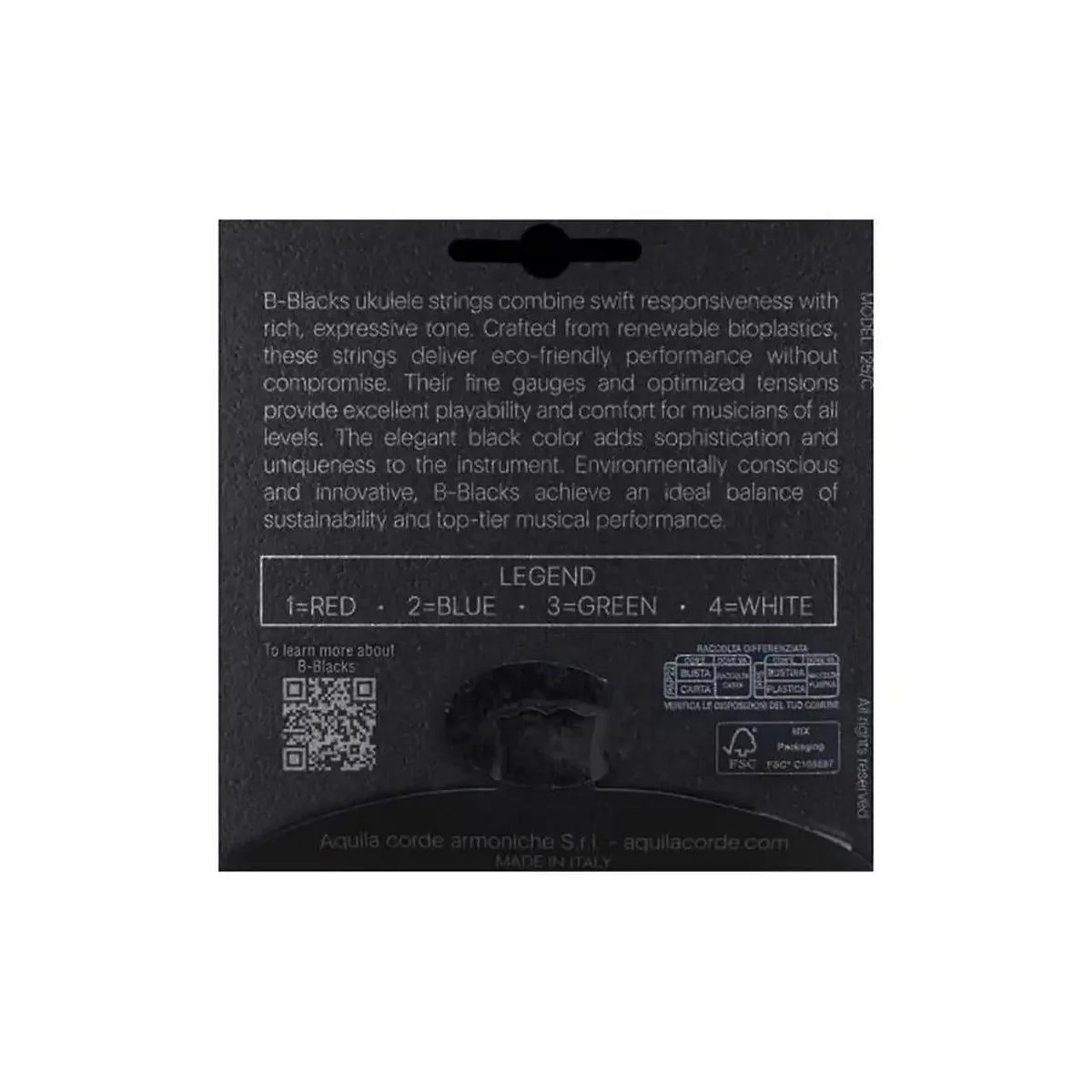 Aquila 180U B-Blacks Renewable Bioplastic Soprano & Concert Strings (G-C-E-A Tuning) - HIGH G - Image 2