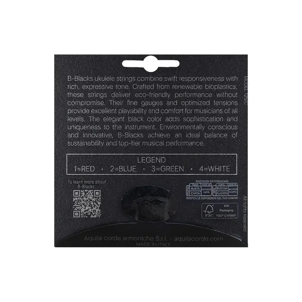Aquila 181U B-Blacks Renewable Bioplastic Soprano & Concert Strings (G-C-E-A Tuning) - LOW G - Image 2