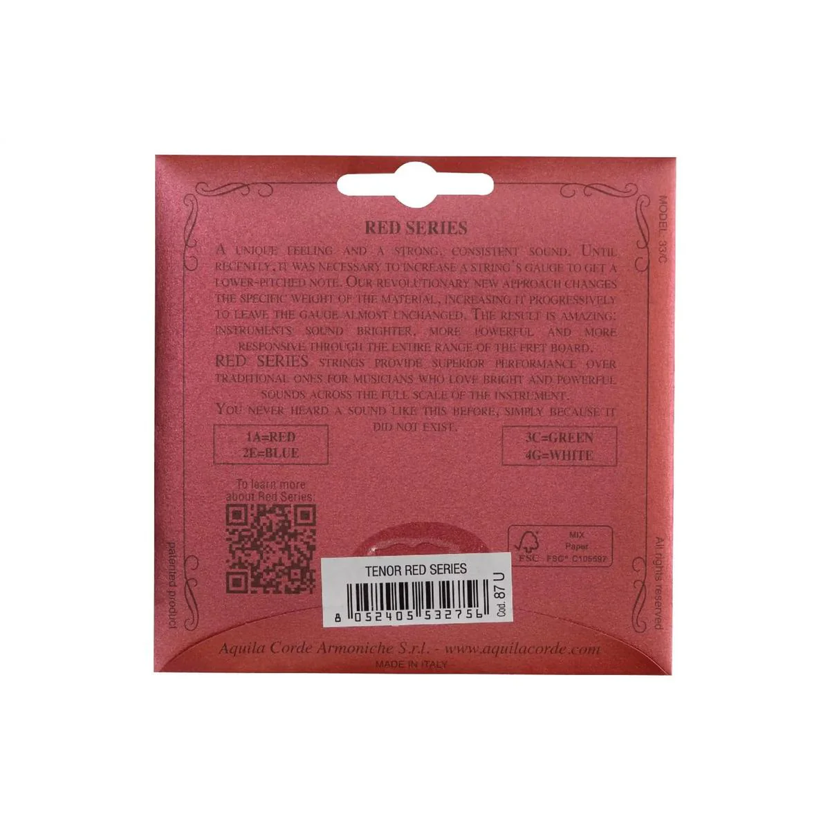 Aquila 87U Red Tenor Ukulele Strings HIGH G (G-C-E-A) - Image 2