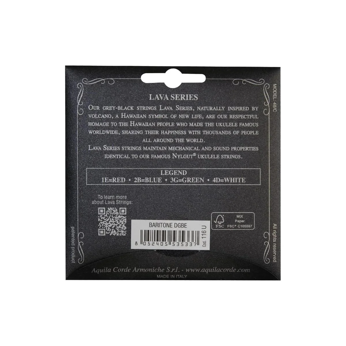Aquila 116U Lava Series Ukulele Strings Baritone DGBE Tuning (Low D - Wound) - Image 2