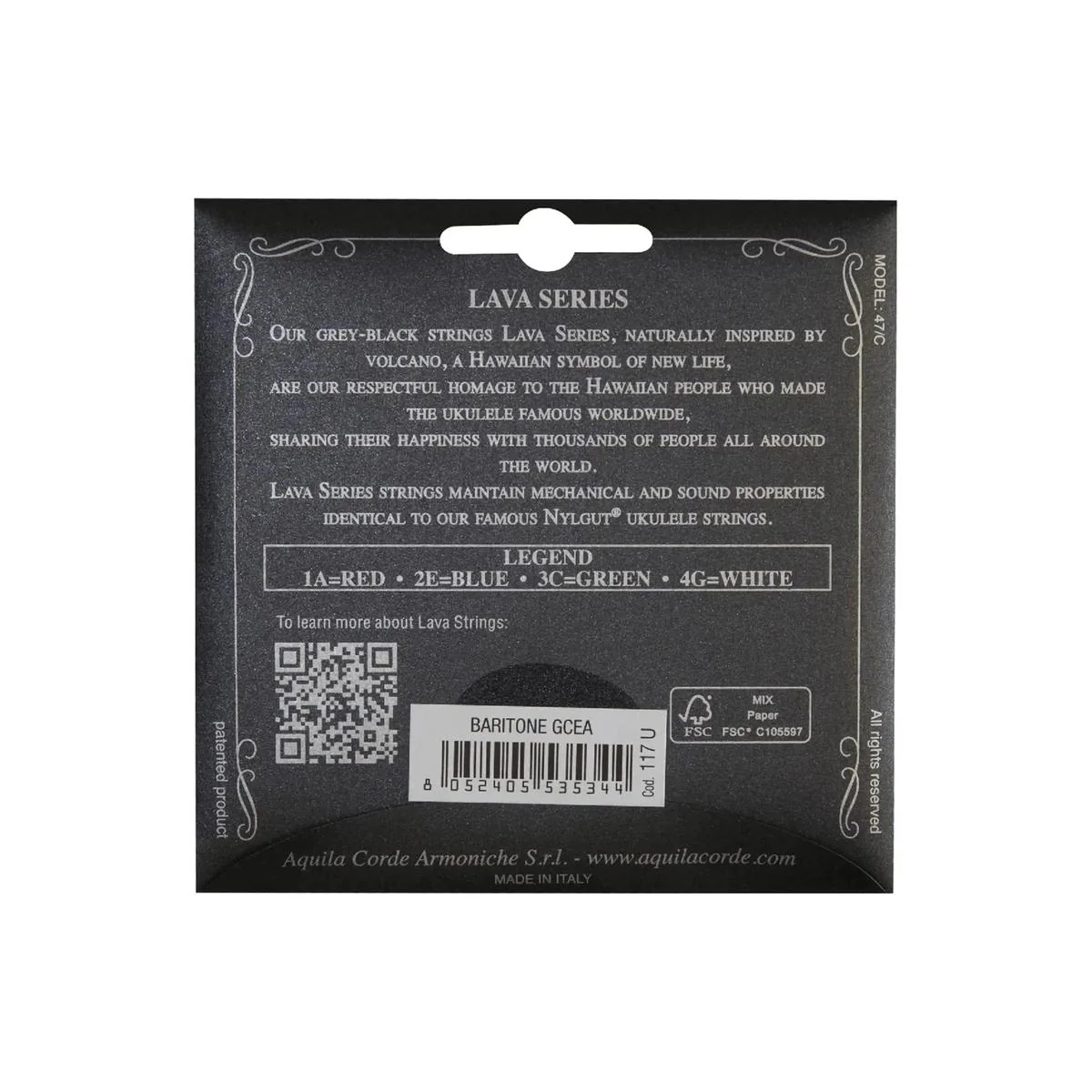 Aquila 117U Lava Series Ukulele Strings Baritone GCEA Tuning (High G) - Image 2