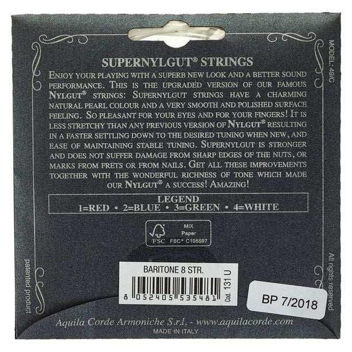 Aquila 131U Super Nylgut 8 String Baritone Ukulele Strings dDgGbbee TUNING - Image 2