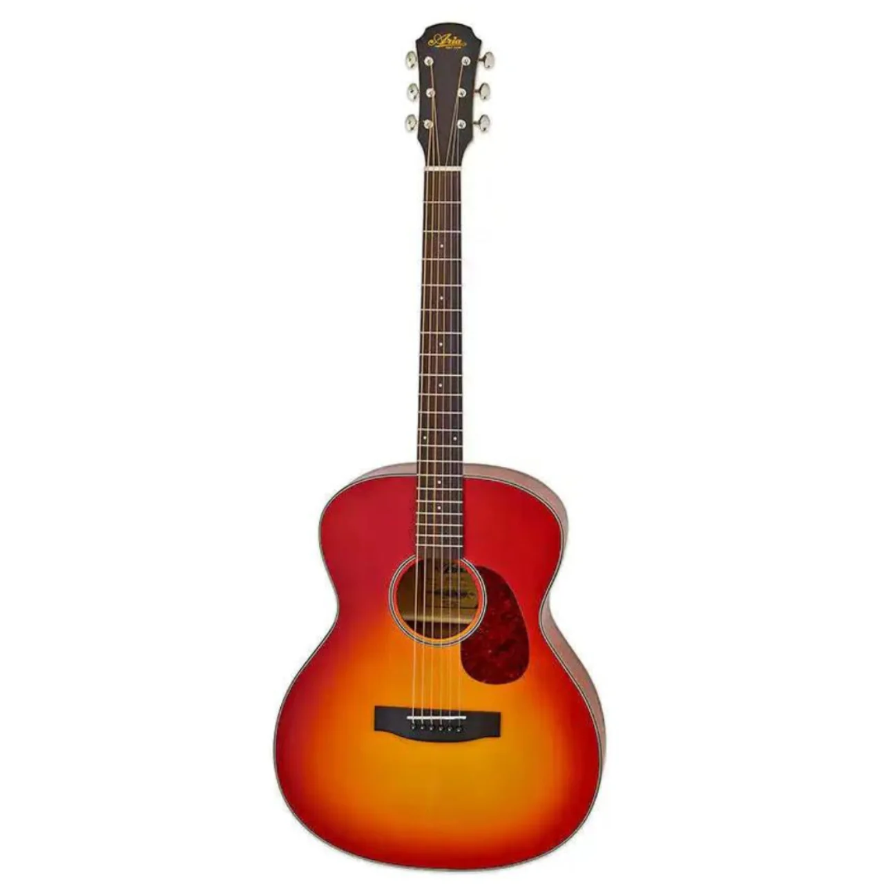 Aria 101-MTCS-OM Matte Cherry Sunburst Spruce Top Orchestra Guitar - Image 2