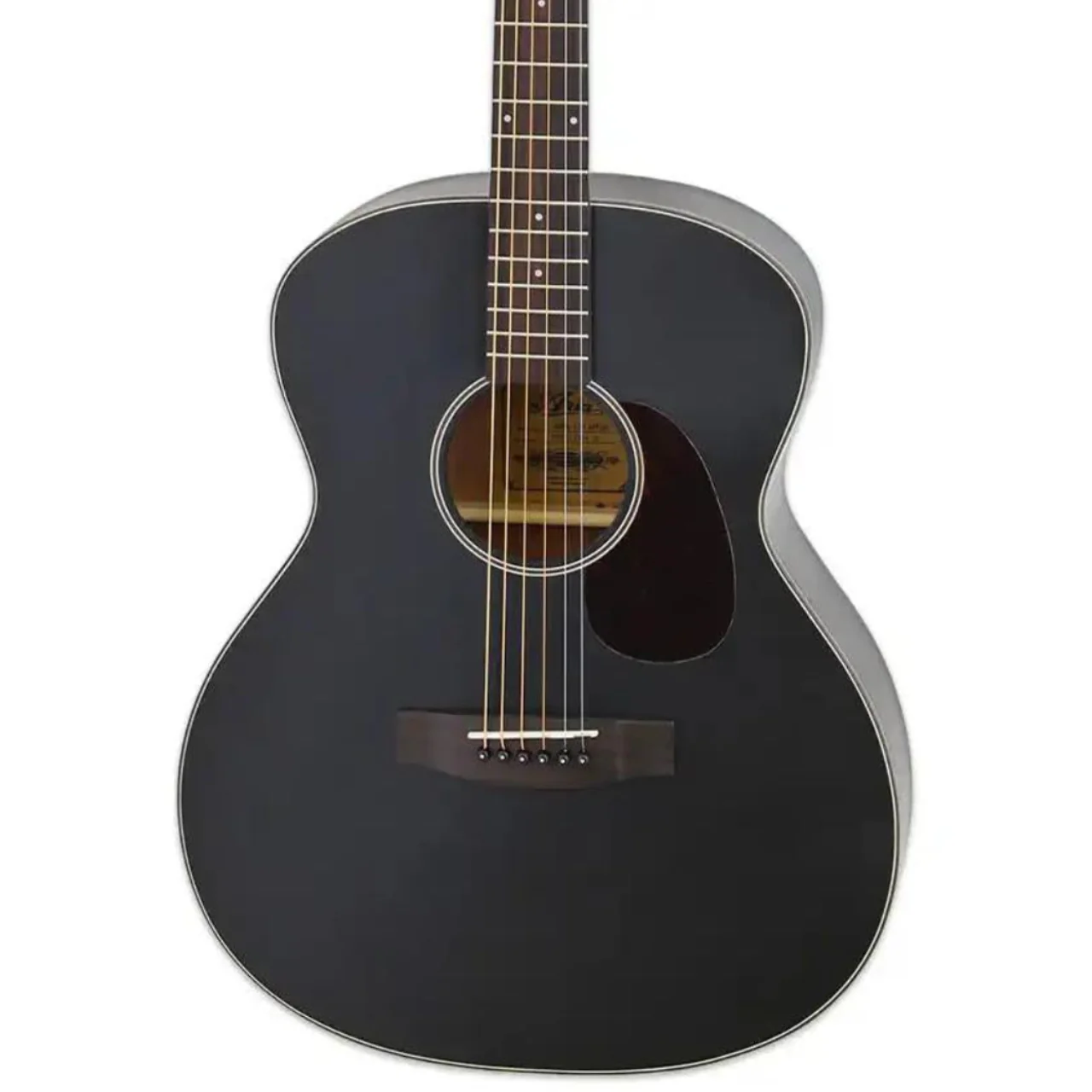 Aria 101-MTBK-OM Matte Black Spruce Top Orchestra Guitar
