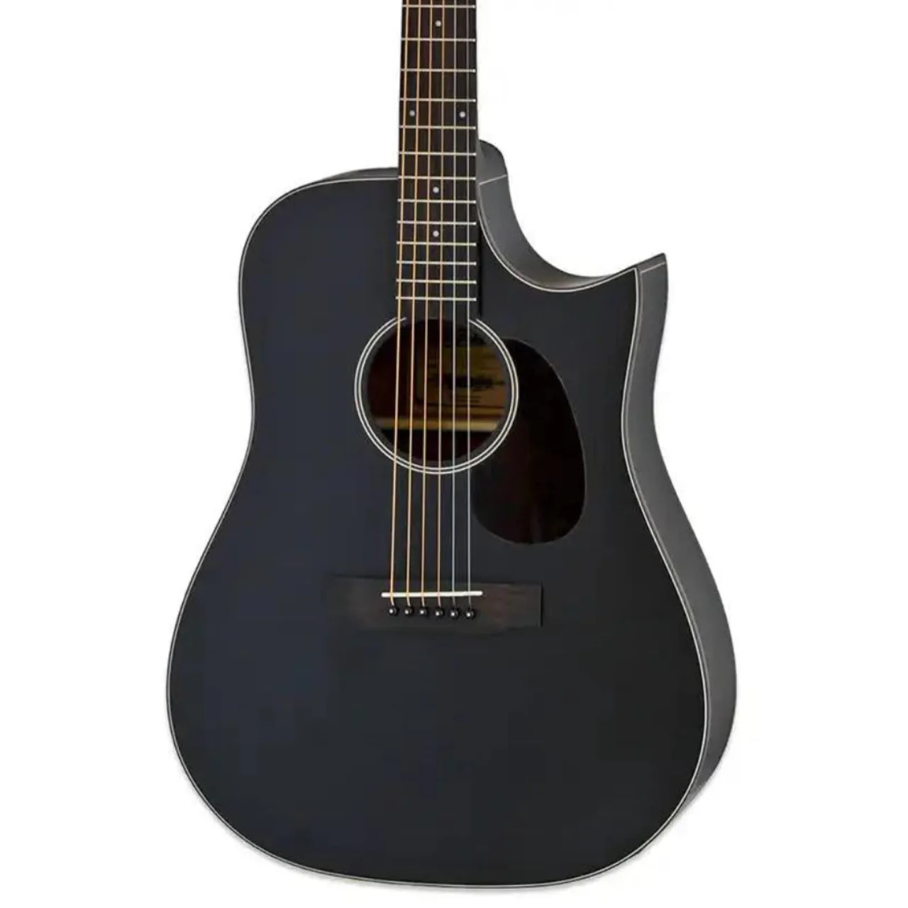 Aria 111-CE-MTBK Matte Black Acoustic Electric Dreadnought Guitar