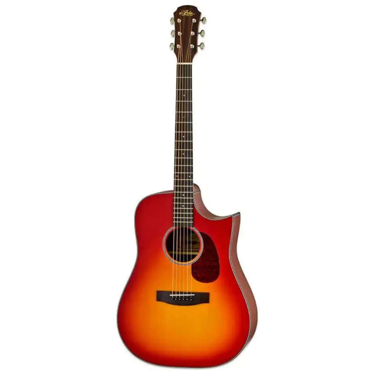 Aria 111-CE-MTCS Cherry Sunburst Acoustic Electric Dreadnought Guitar - Image 2