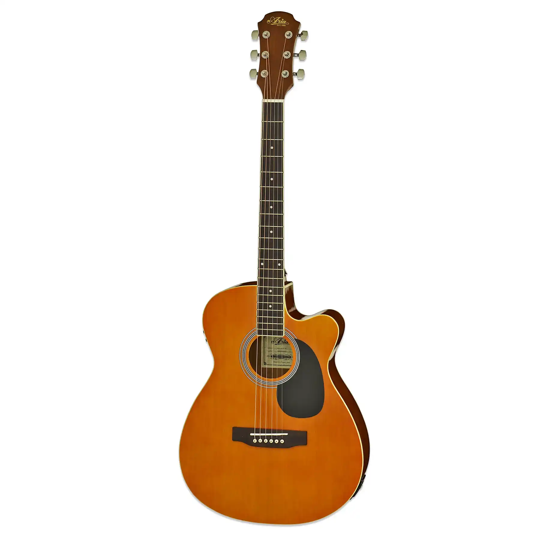 Aria AFN-15CE Prodigy Series Acoustic Electric Guitar - Orange - Image 3