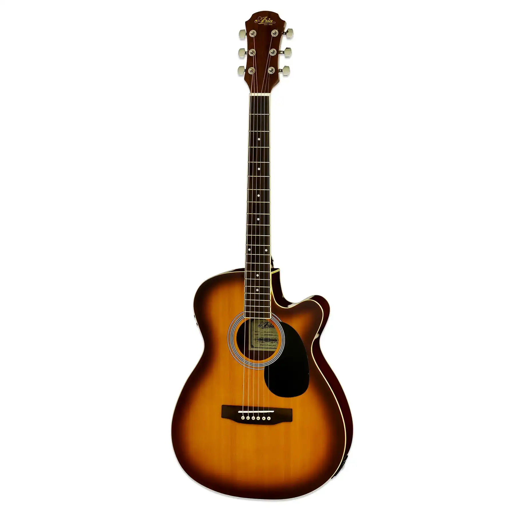 Aria AFN-15CE Prodigy Series Acoustic Electric Guitar - Tobacco Sunburst - Image 3