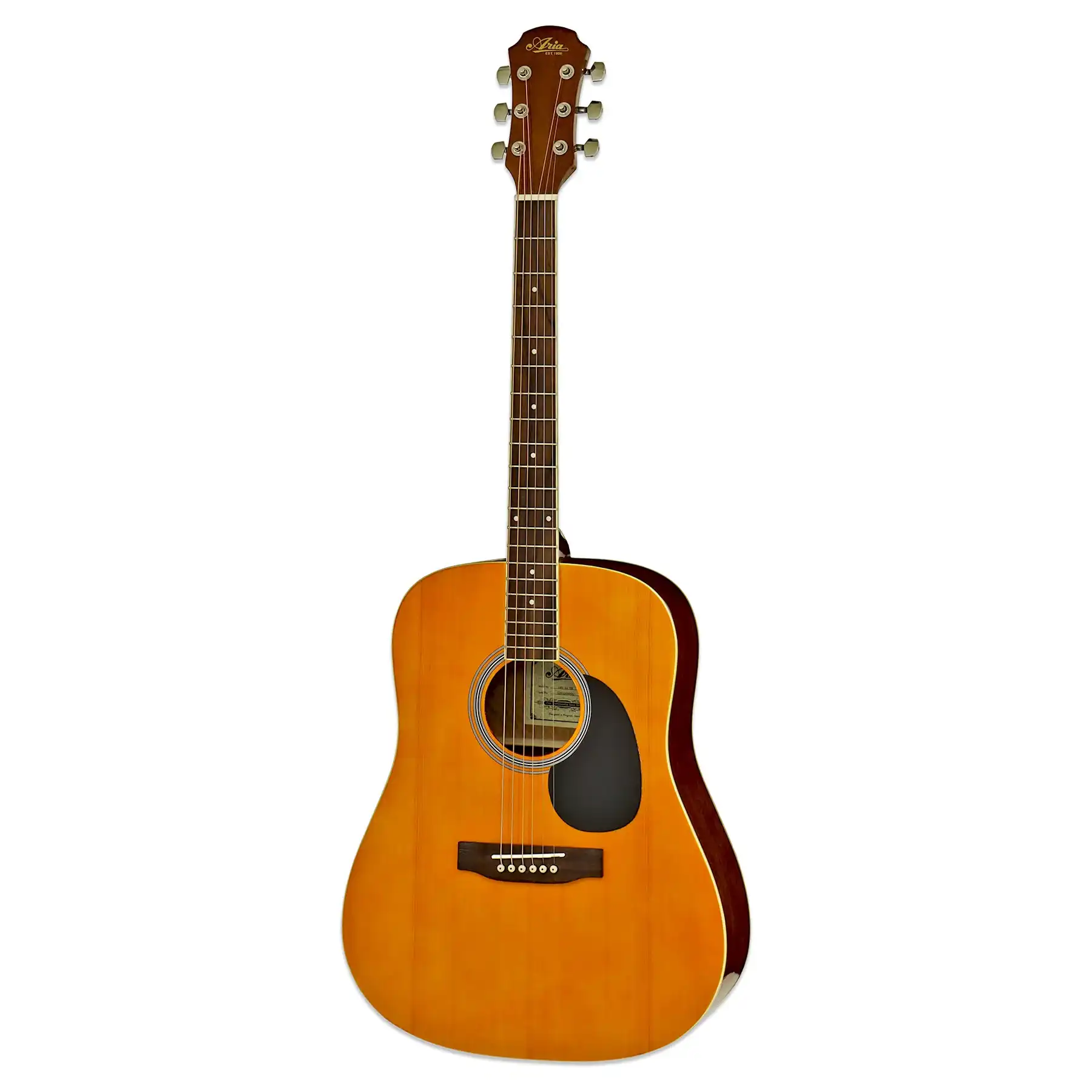 Aria AWN-15 Prodigy Series Acoustic Dreadnought Guitar - Orange - Image 3