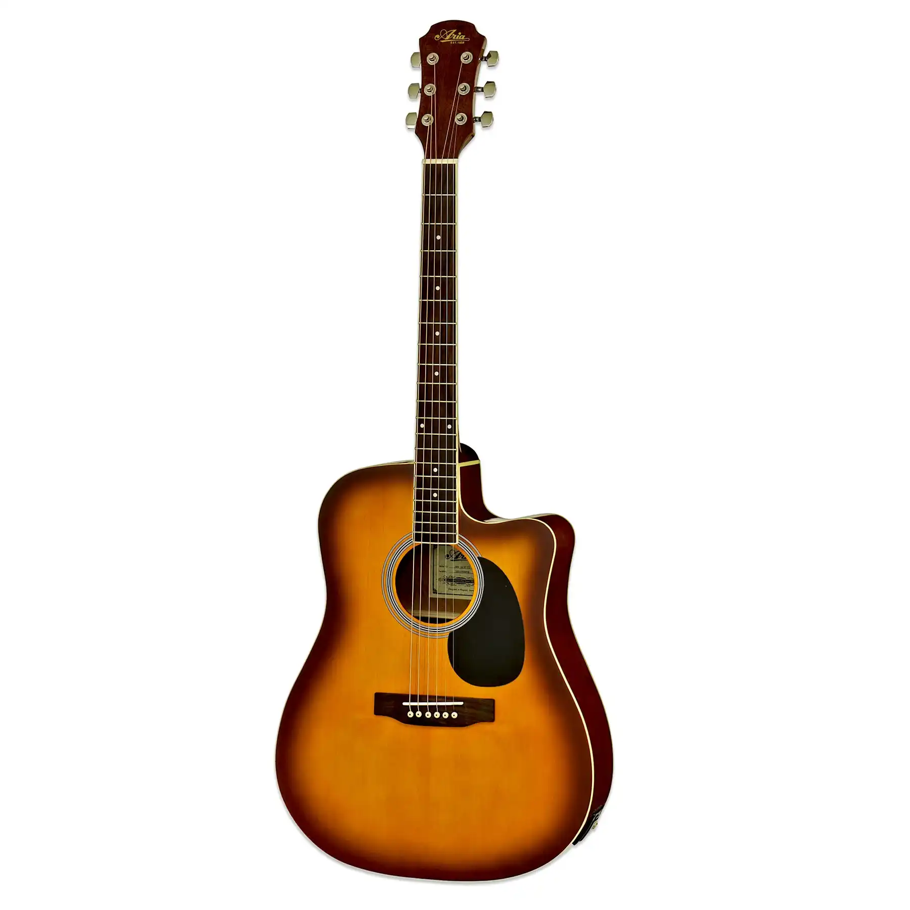 Aria AWN-15CE Prodigy Series Acoustic Electric Guitar - Tobacco Sunburst - Image 3