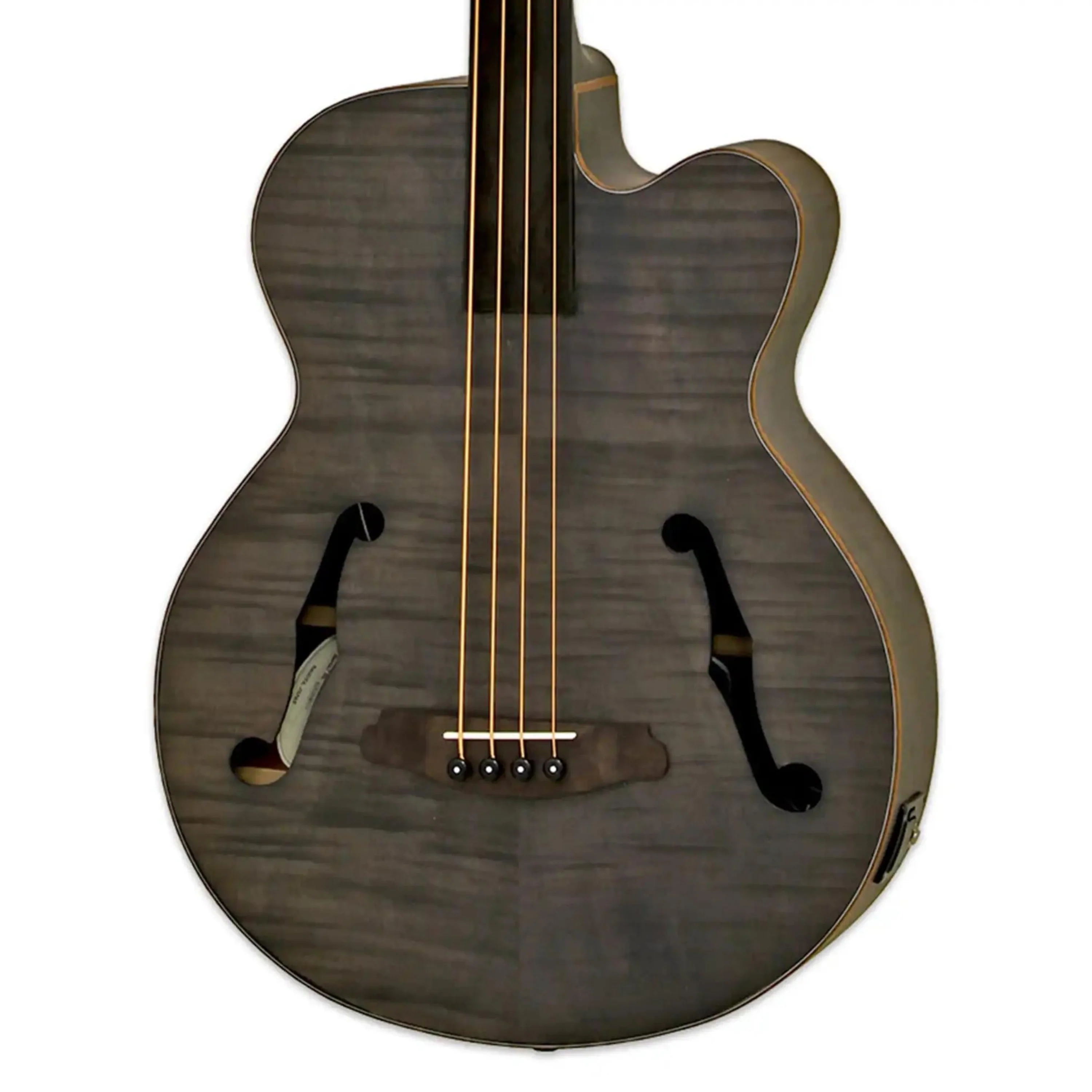 Aria FEB-F2/FL Acoustic Electric Fretless Bass Guitar - Stained Black