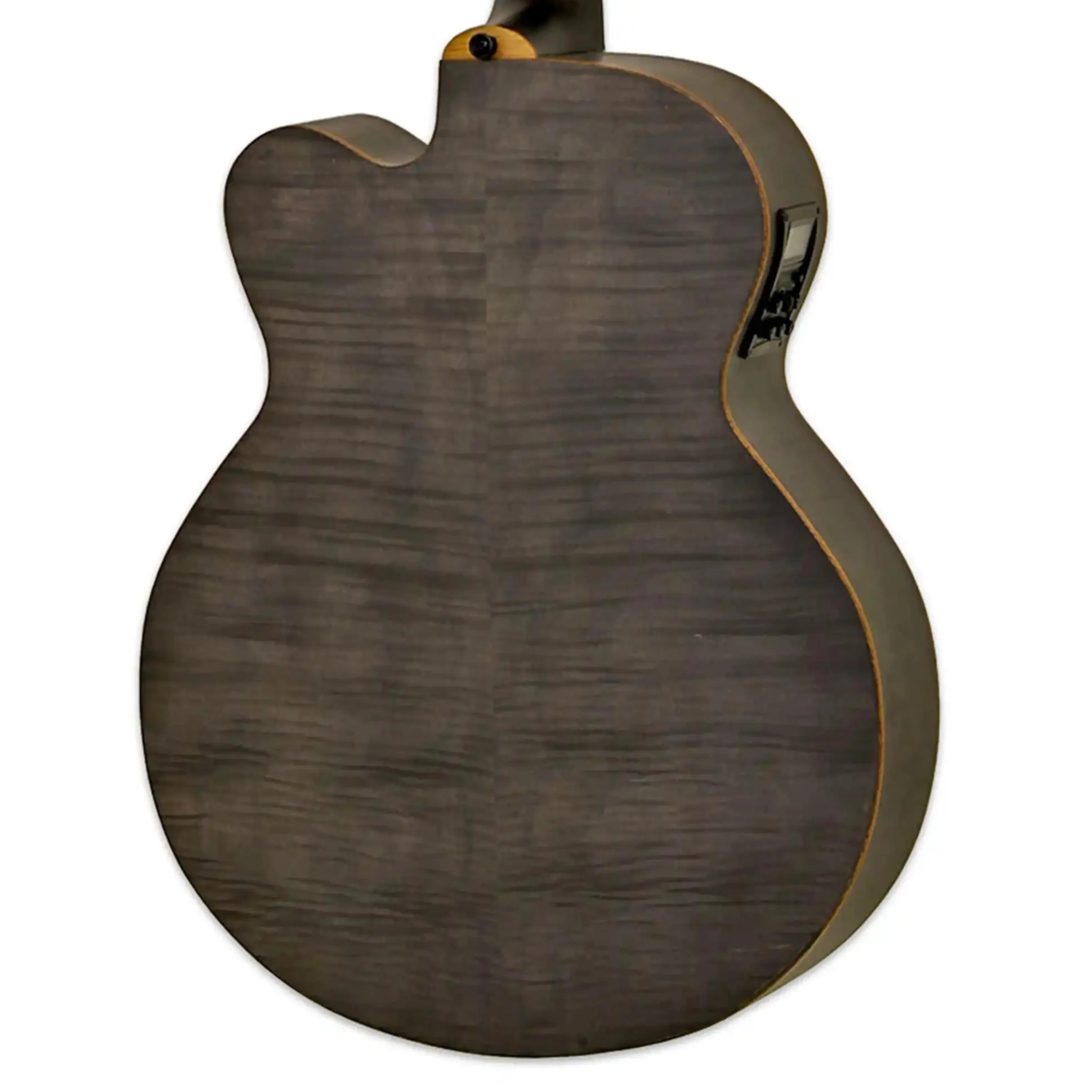 Aria FEB-F2/FL Acoustic Electric Fretless Bass Guitar - Stained Black - Image 2