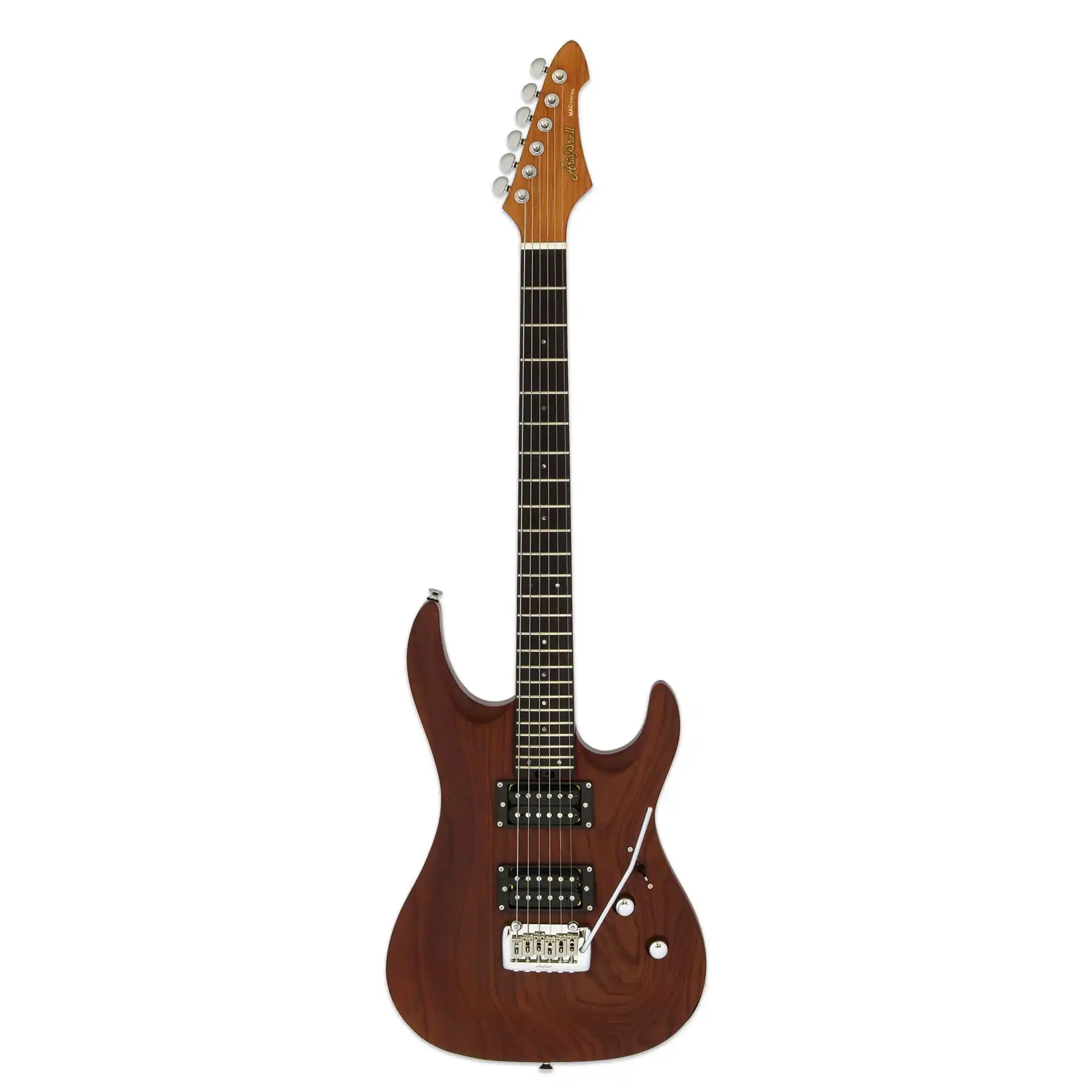 Aria MAC-DLX Pro II Electric Guitar - Stained Brown - Image 3