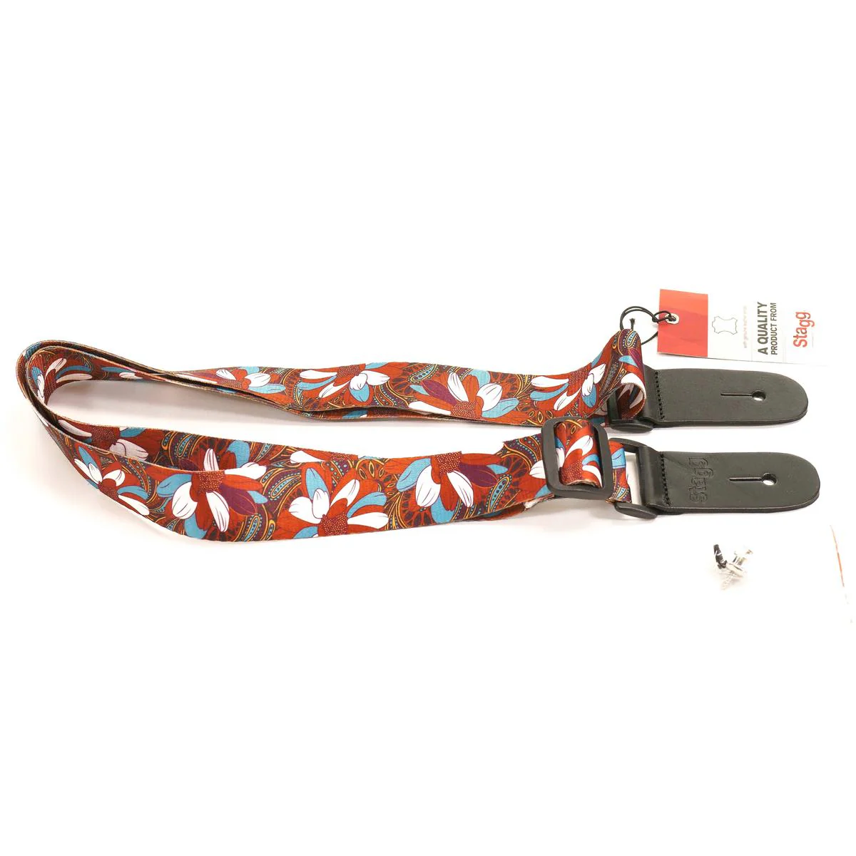 Stagg 1.5 Inch Terylen Ukulele and Guitar Strap - FLOWER BROWN