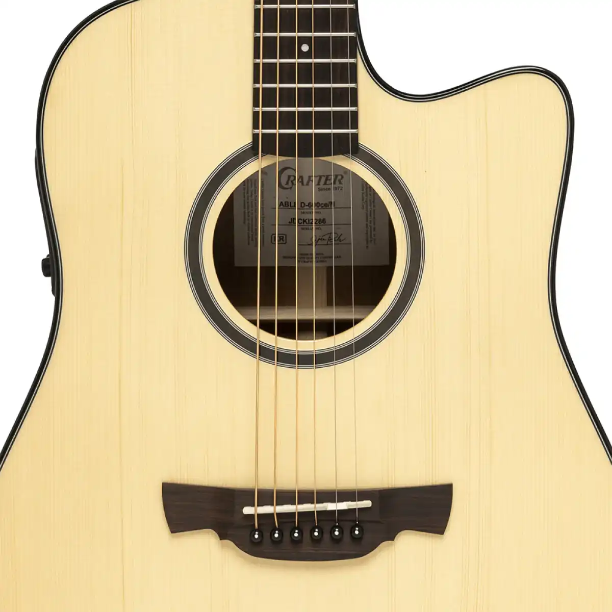 Crafter ABLE D600CE Able Series 600 Cutaway Dreadnought Electric-Acoustic Guitar - Image 5