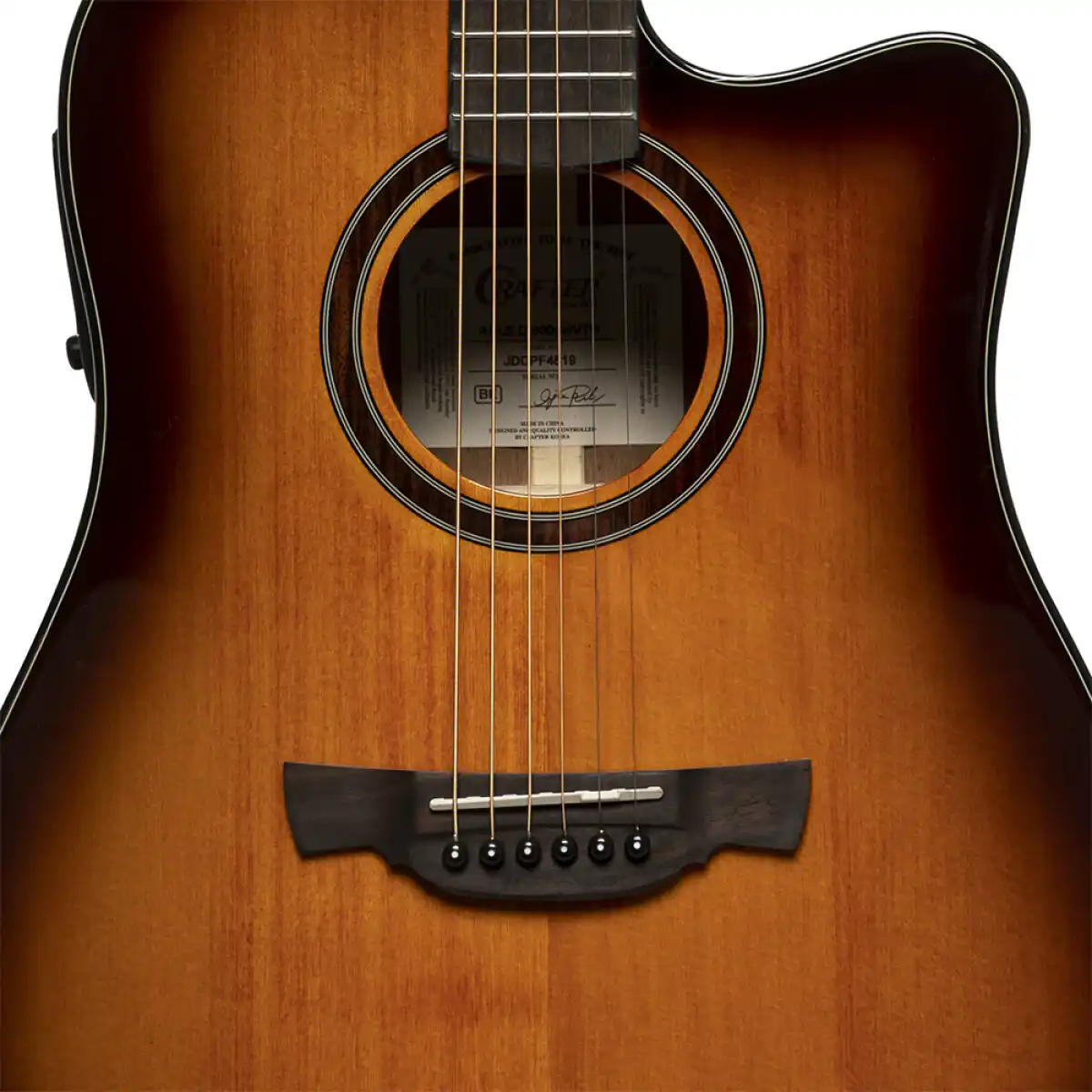 Crafter ABLE D600CE Able Series 600 Cutaway Dreadnought Electric-Acoustic Guitar - Vintage Sunburst - Image 5