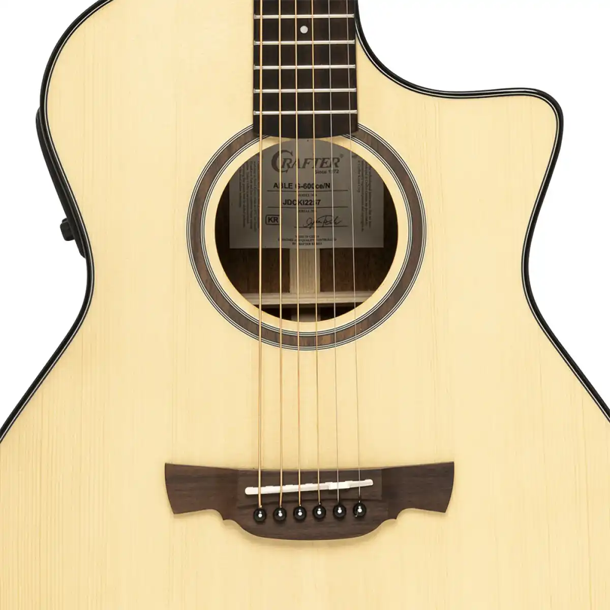 Crafter ABLE G600CE Able Series 600 Cutaway Grand Auditorium Acoustic-Electric Guitar - Image 5