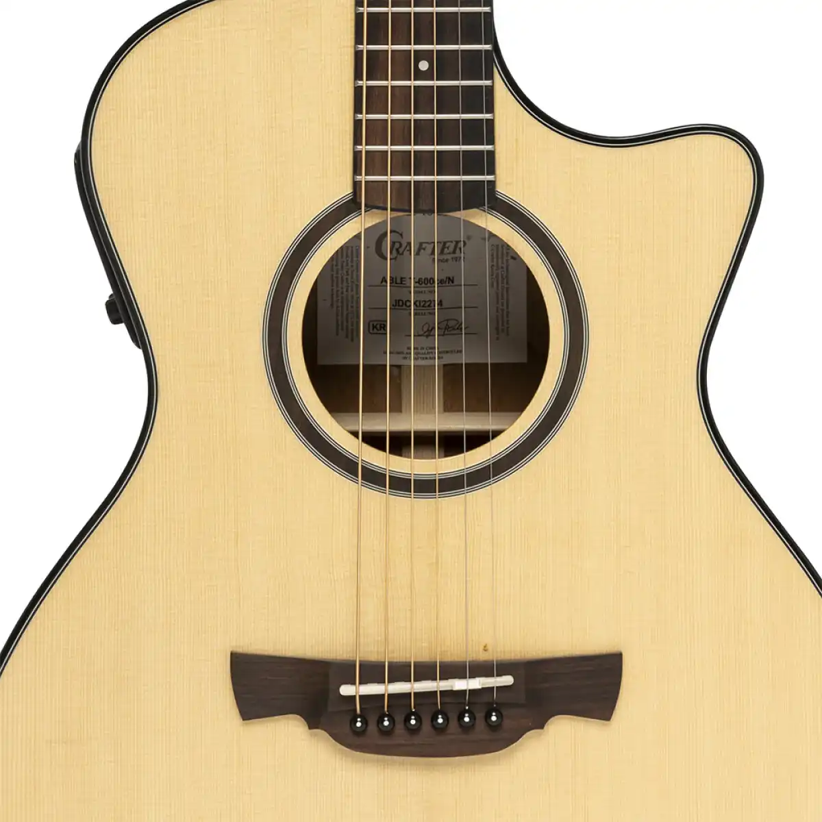 Crafter ABLE T600CE Cutaway Orchestra Acoustic-Electric Guitar - Image 5