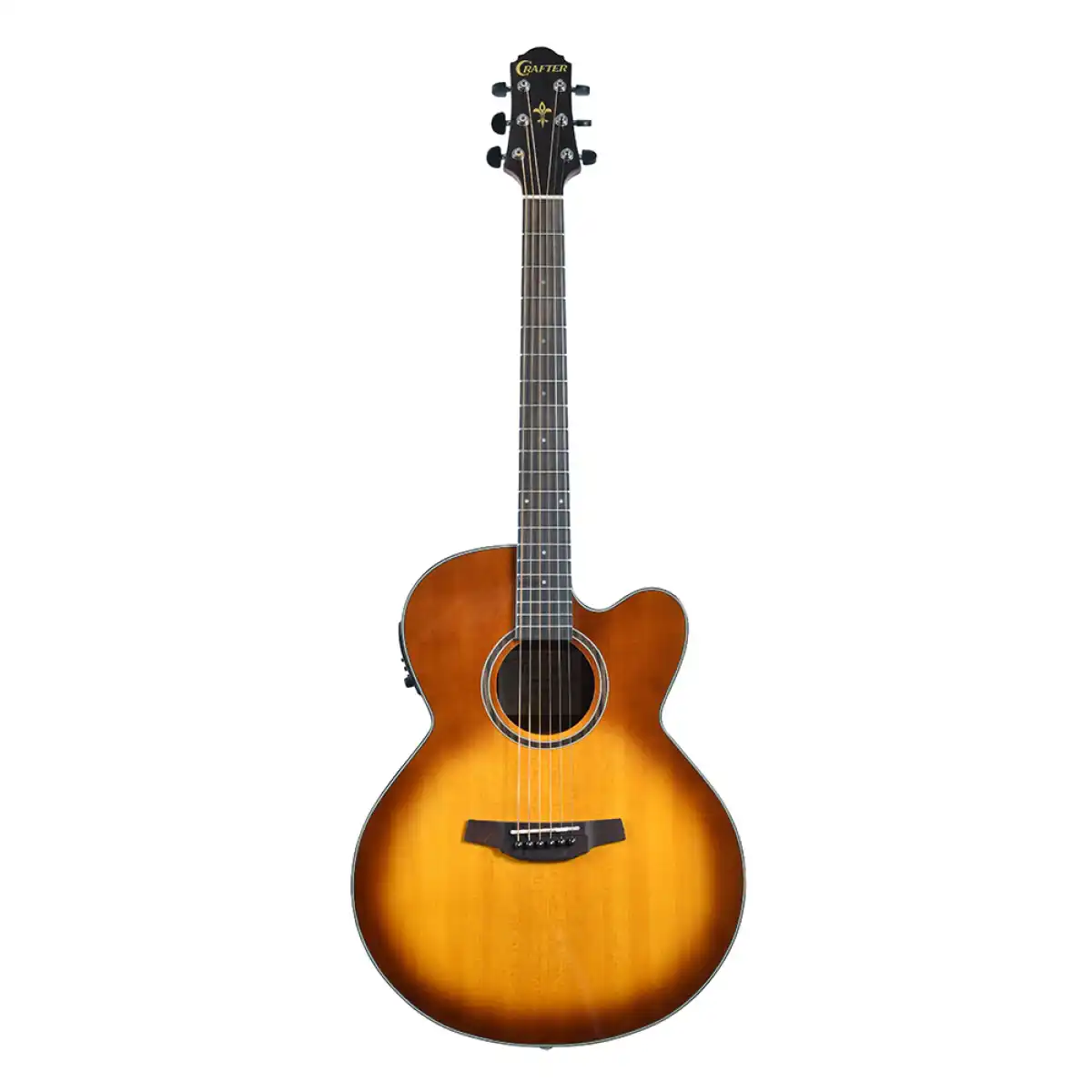 Crafter HJ250-CE-BRS Jumbo Cutaway Acoustic-Electric Guitar - Brown Sunburst - Image 3