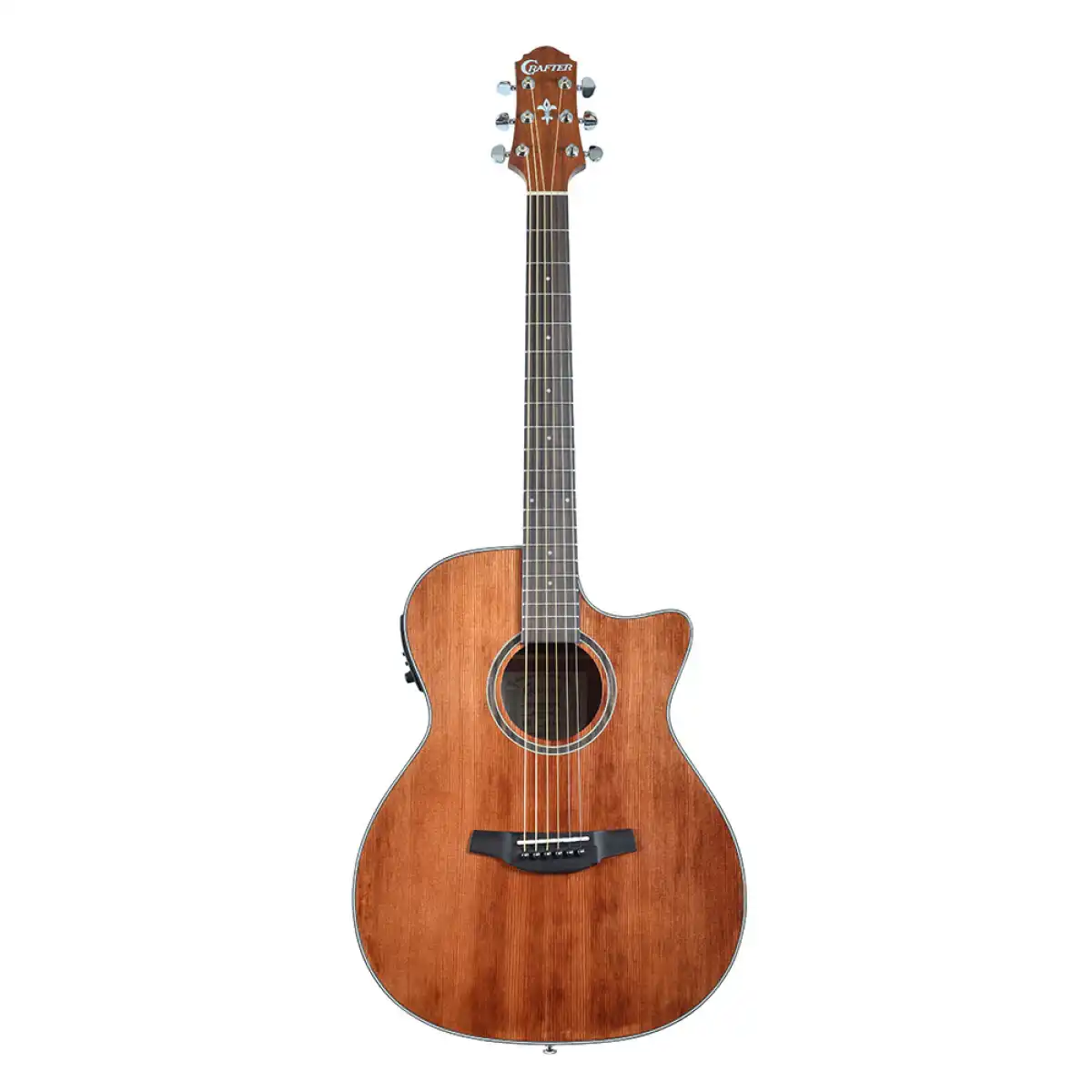 Crafter HT100-CE-BR Silver Series 100 Orchestra Cutaway Acoustic-Electric Guitar - Brown - Image 3