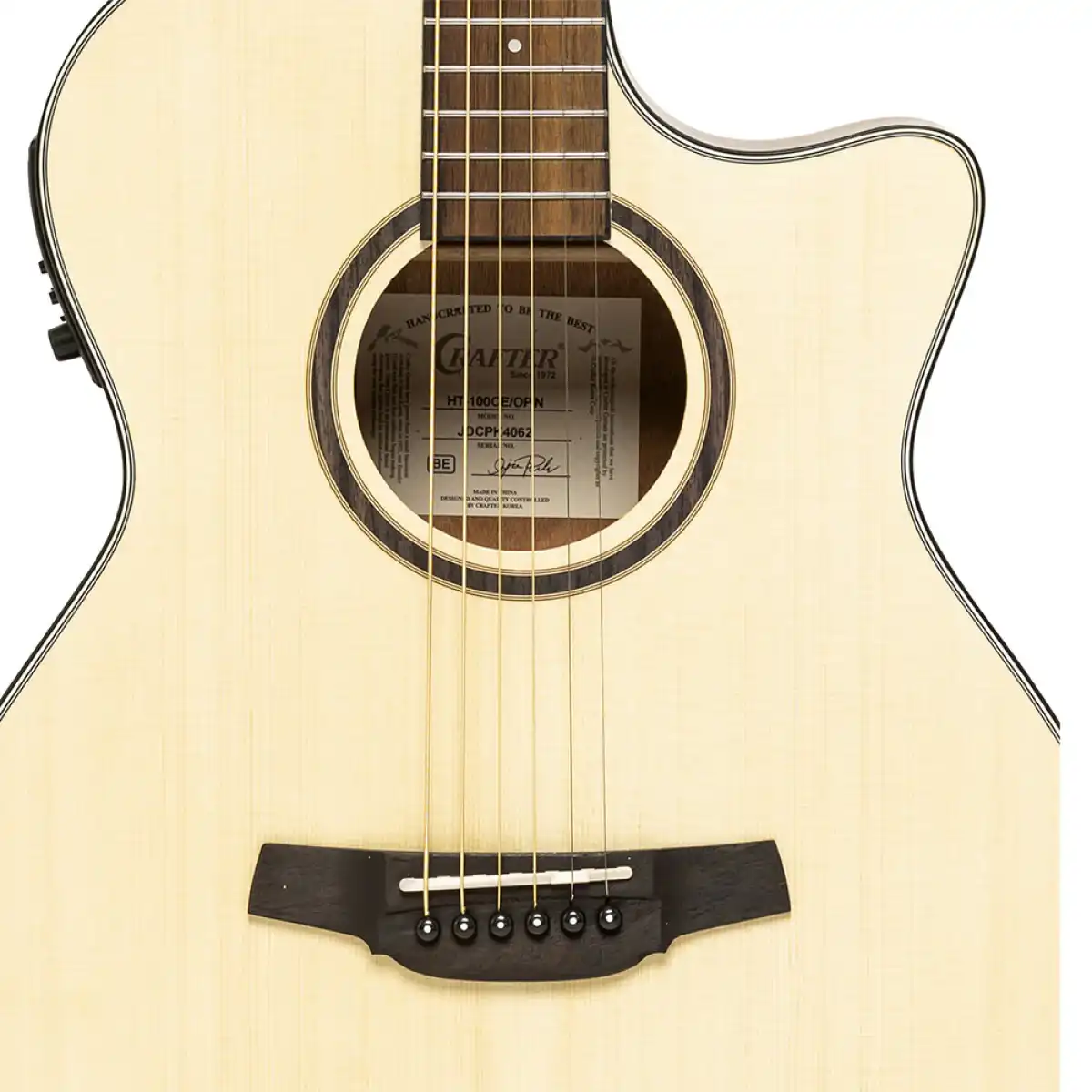 Crafter HT100-CE-N Silver Series 100 Orchestra Cutaway Acoustic-Electric Guitar - Image 5