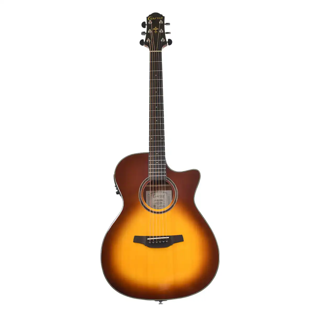 Crafter HT250-CE-BRS Silver Series 250 Orchestra Cutaway Acoustic-Electric Guitar - Brown Sunburst - Image 3