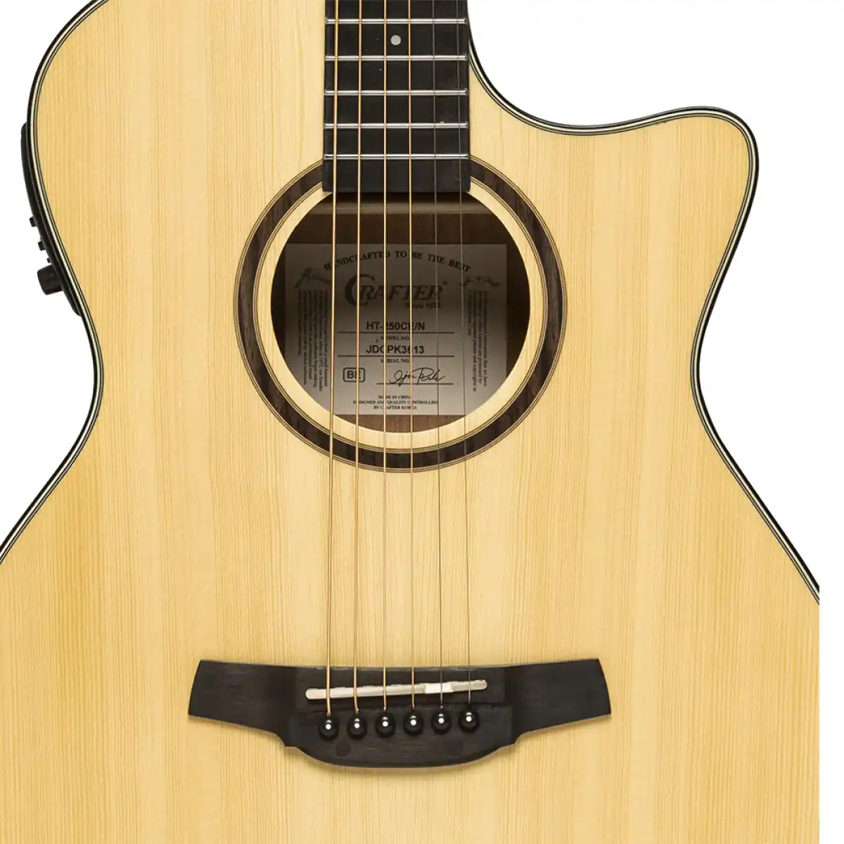 Crafter HT250-CE-N Silver Series 250 Orchestra Cutaway Acoustic-Electric Guitar - Image 5