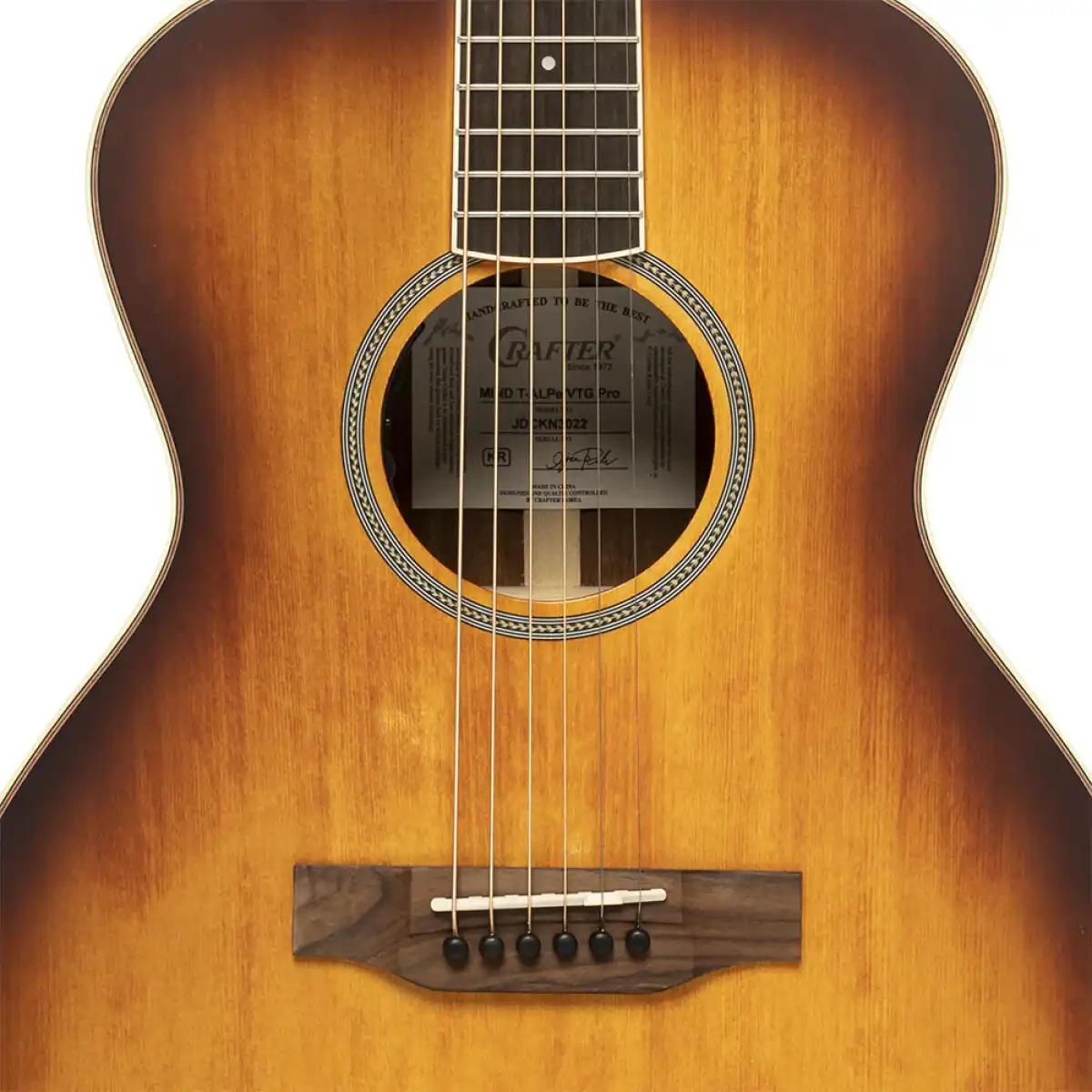 Crafter MIND T-ALPE VTG Orchestra Acoustic-Electric Guitar - Vintage Sunburst - Image 5