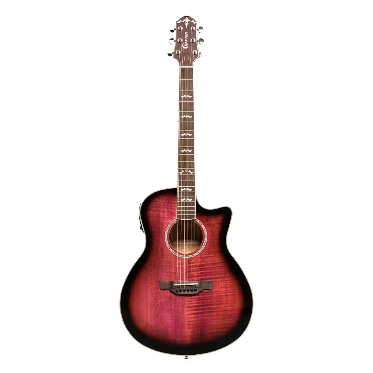 Crafter NOBLE TPS Small Jumbo Acoustic-Electric Guitar - Transparent Purple Burst - Image 3