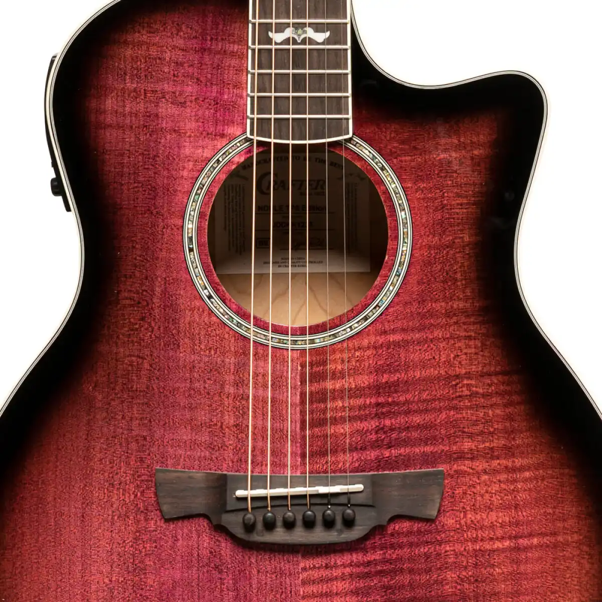 Crafter NOBLE TPS Small Jumbo Acoustic-Electric Guitar - Transparent Purple Burst - Image 5