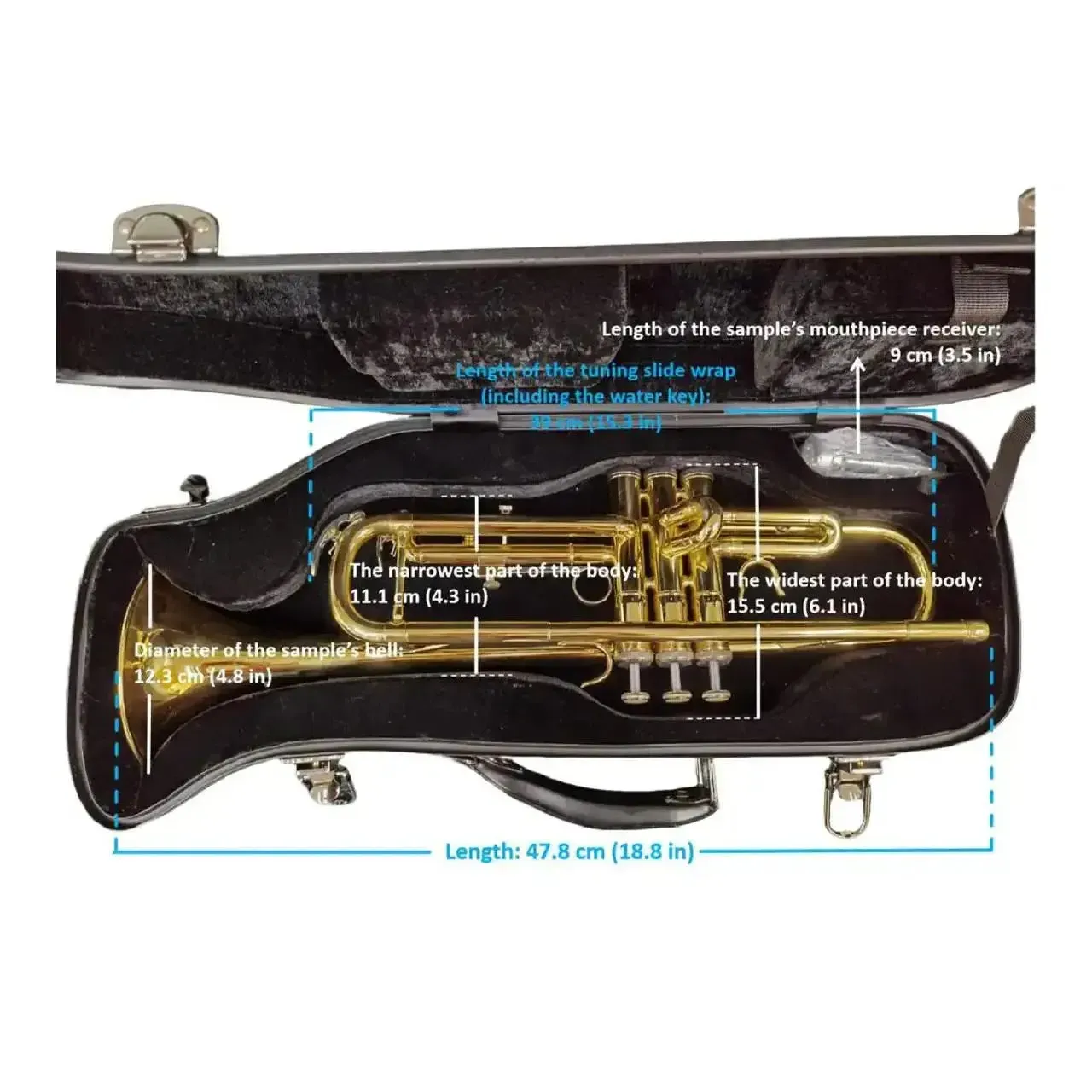 Crossrock CRF1020TR-BK Fiberglass Trumpet Case w/ TSA Lock - Black - Image 5