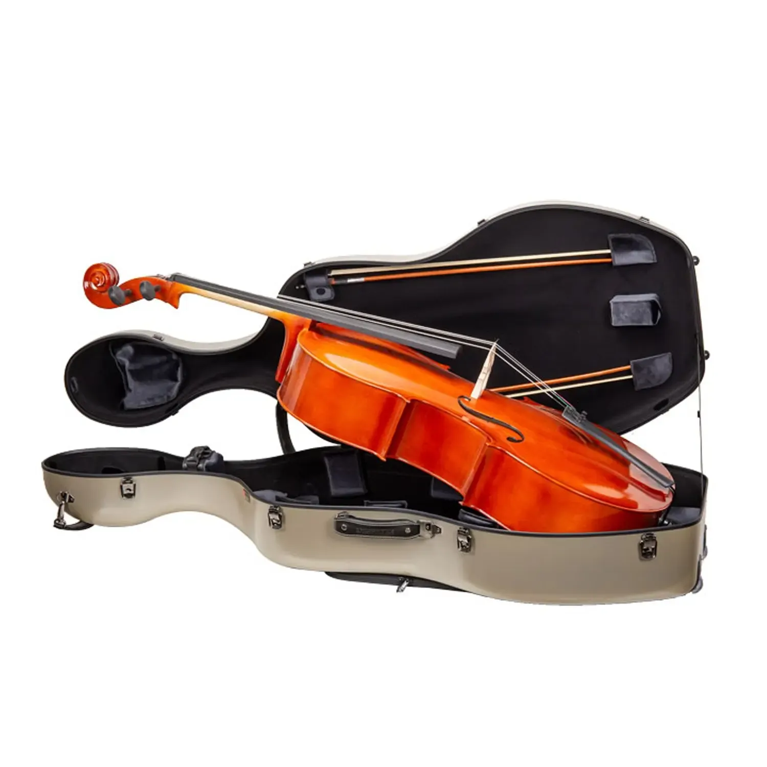 Crossrock CRF4050CEF Polycarbonate 4/4 Cello Case - Champagne - Image 4