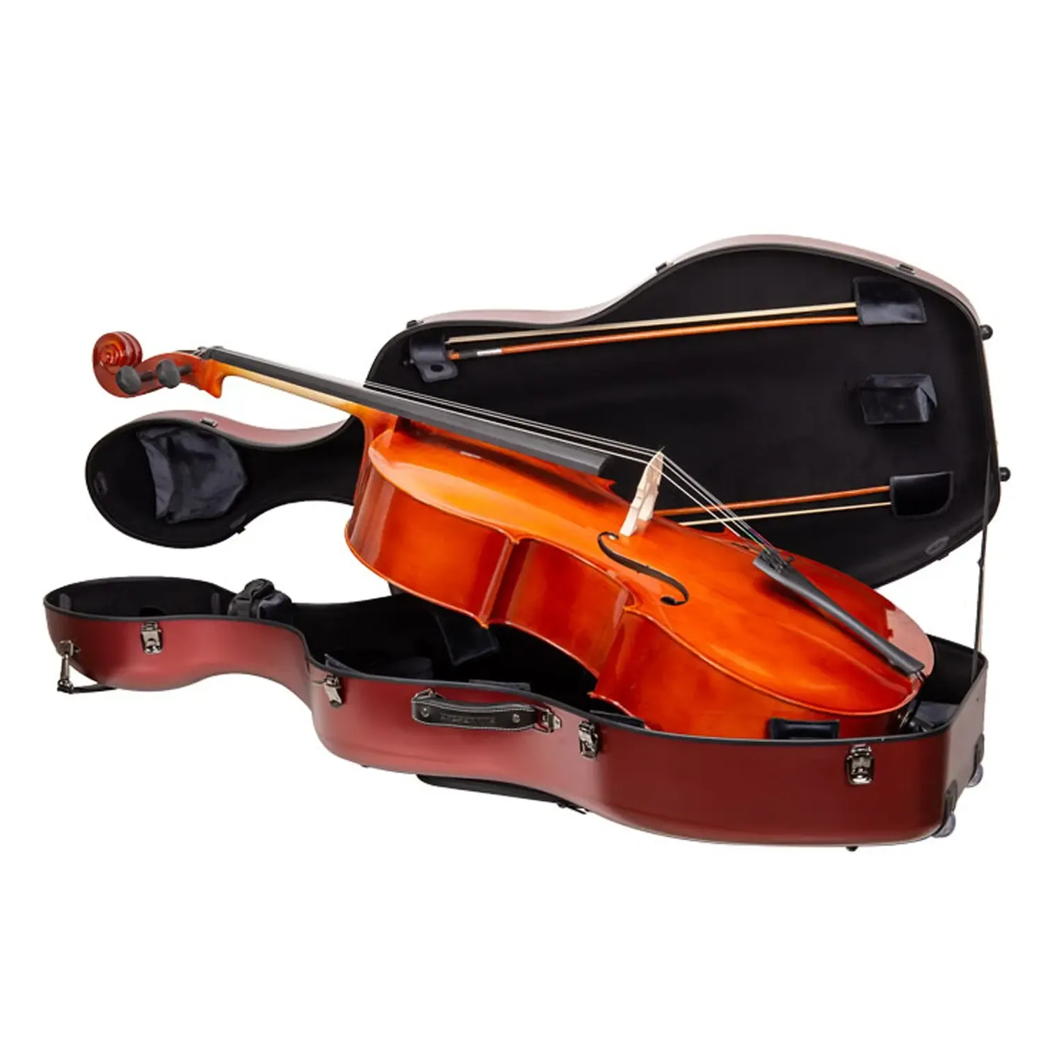 Crossrock CRF4050CEF Polycarbonate 4/4 Cello Case - Red - Image 3