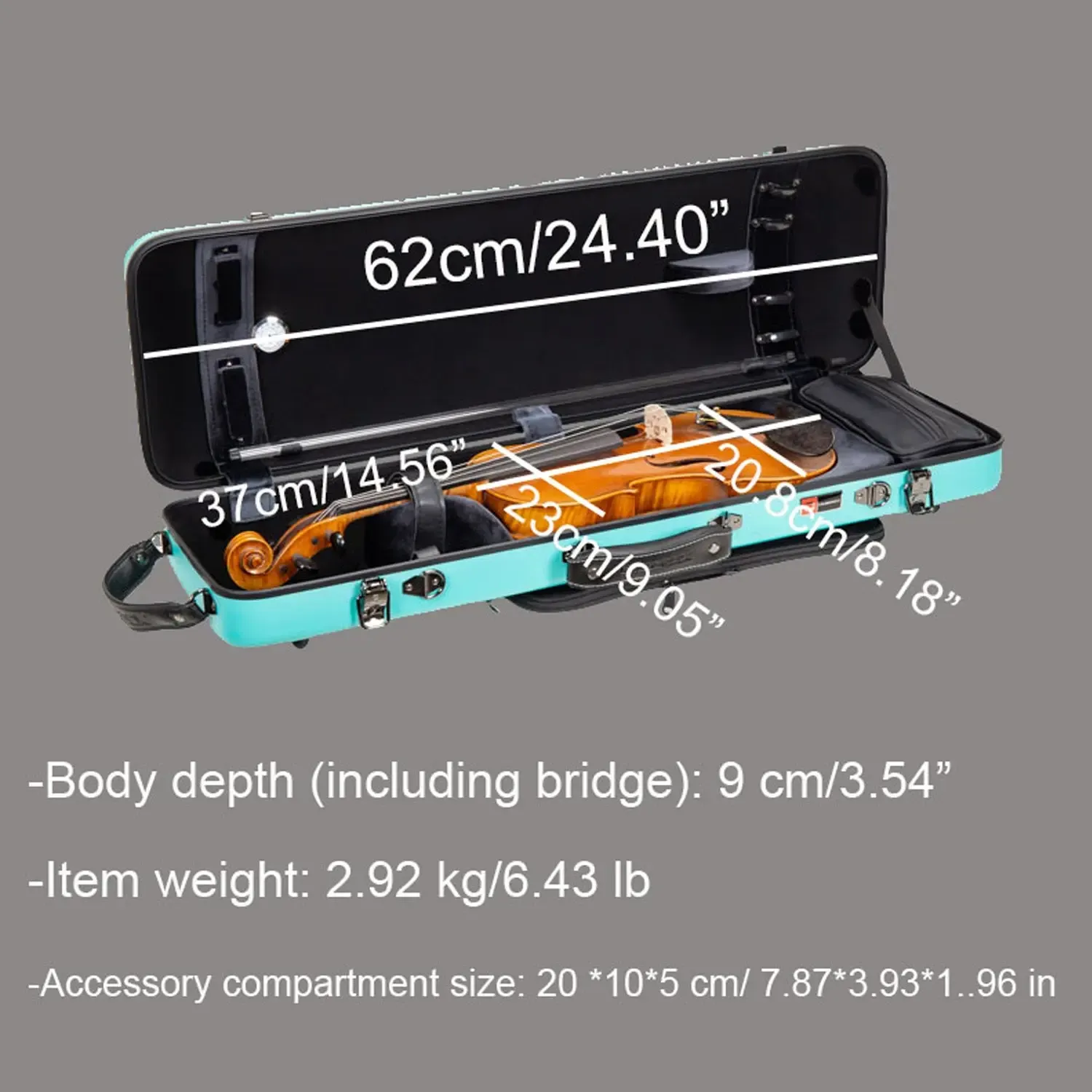 Crossrock CRF4050VF-R Polycarbonate Oblong Flight 4/4 Violin Case - Champagne - Image 5