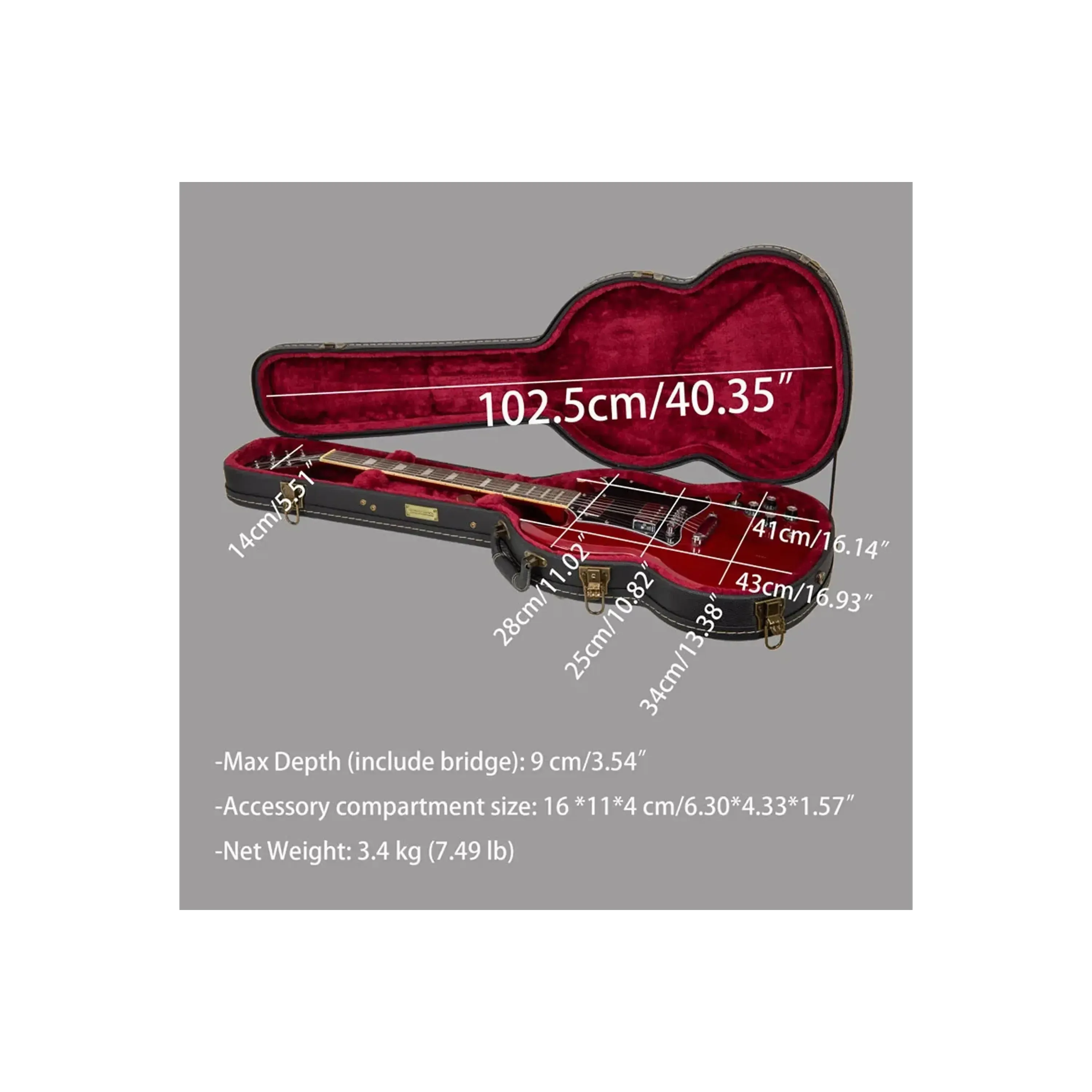 Crossrock CRW530SG Gibson SG Style Electric Guitar Case - Blossom Brown - Image 4