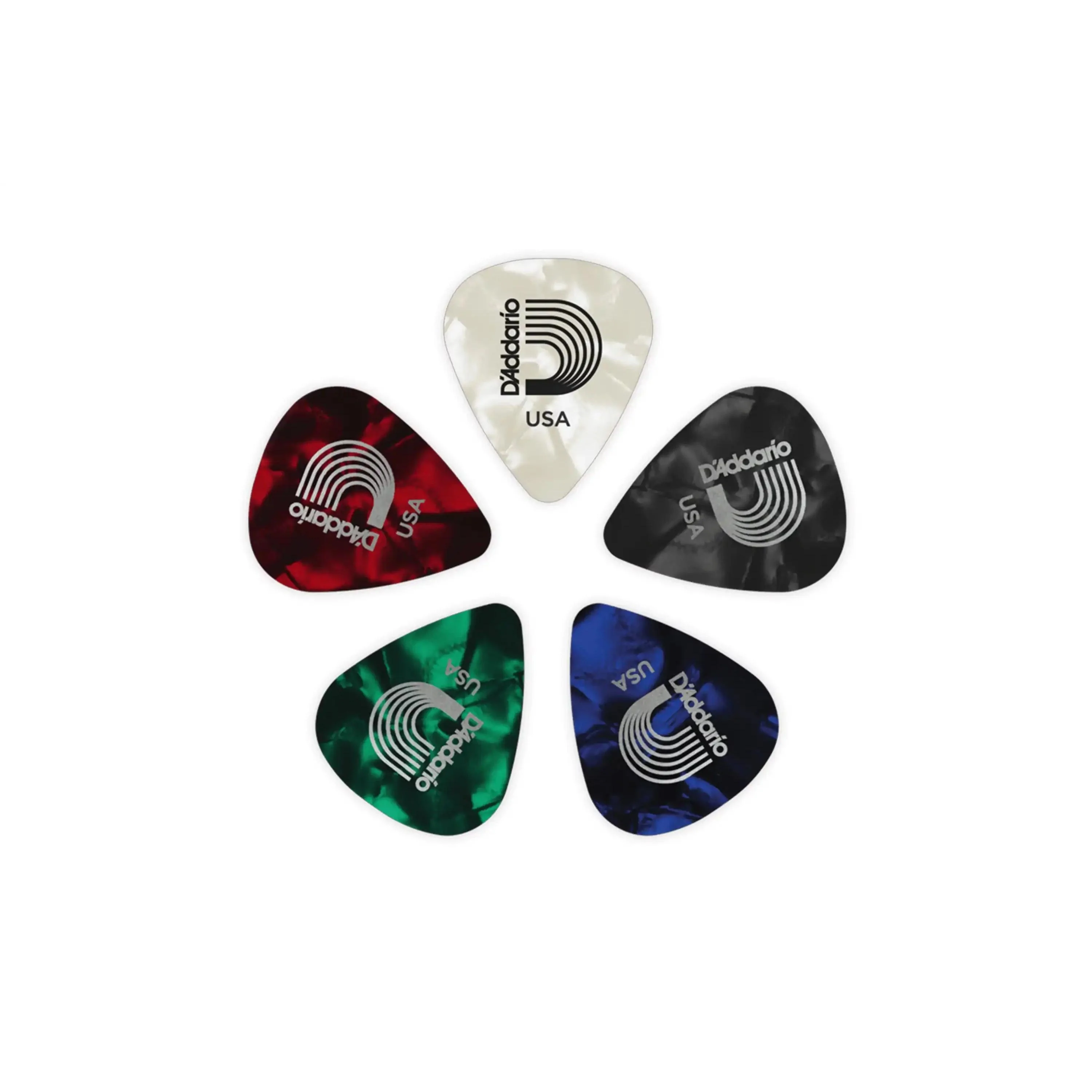 D'Addario Assorted Pearl Celluloid Guitar Picks 10 pack - .50mm Light