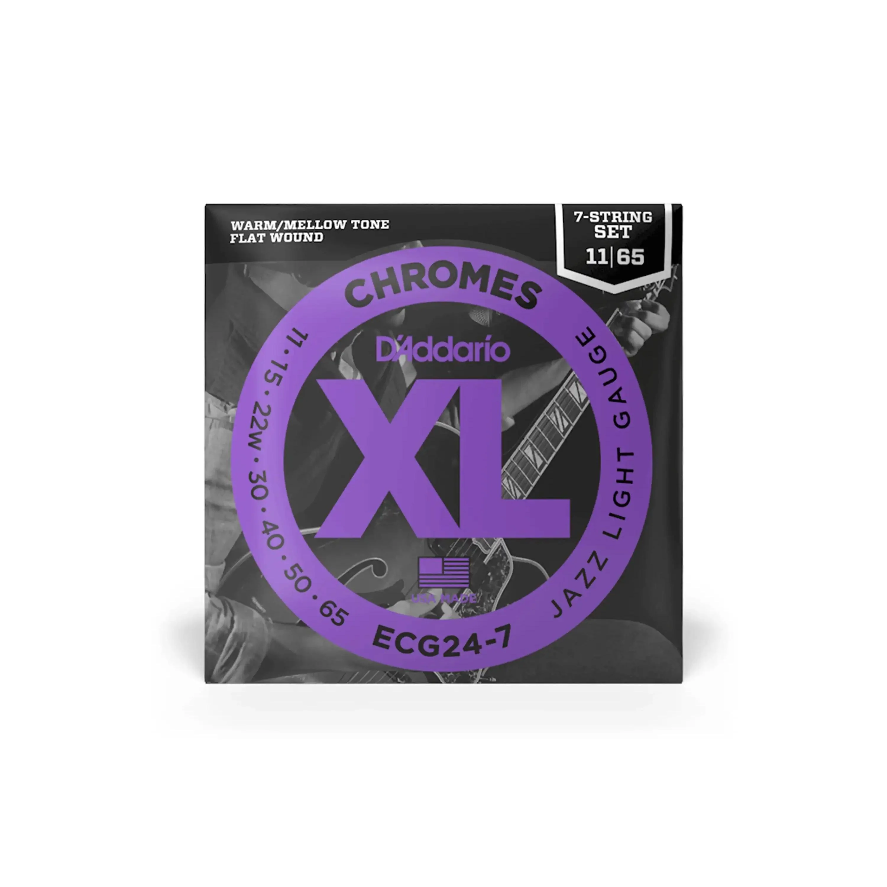 D'Addario ECG24-7 XL Chromes Electric 7-String Guitar Strings - Jazz Light .011-.065