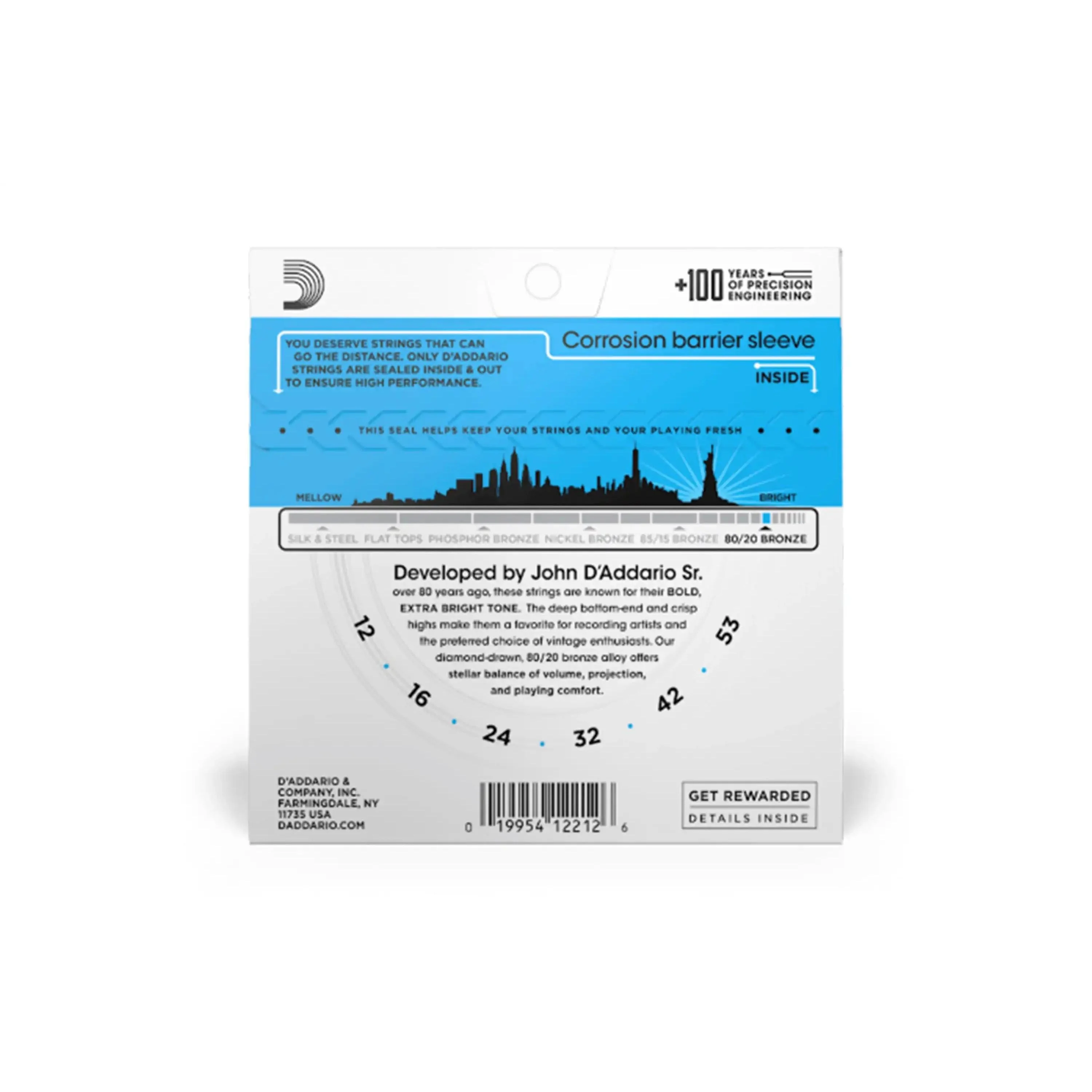 D'Addario EJ11 80/20 Bronze Acoustic Guitar Strings - Light .012-.053 - Image 2