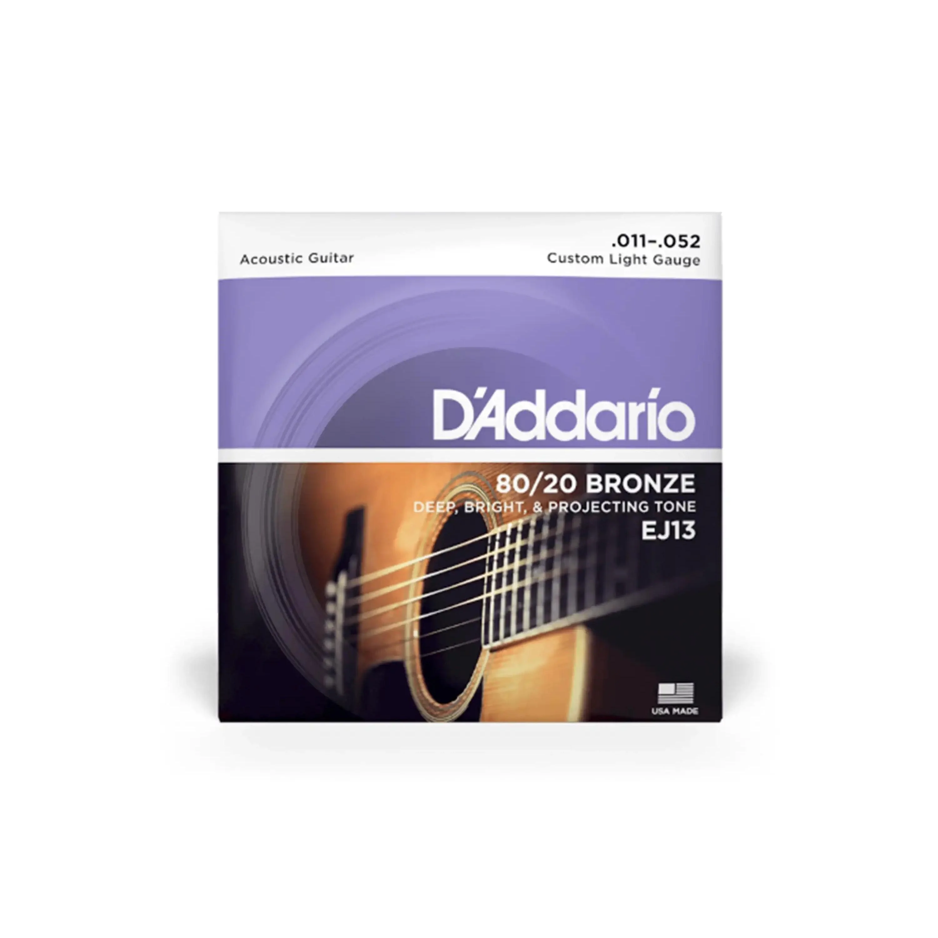 D'Addario EJ13 80/20 Bronze Acoustic Guitar Strings - Custom Light .011-.052
