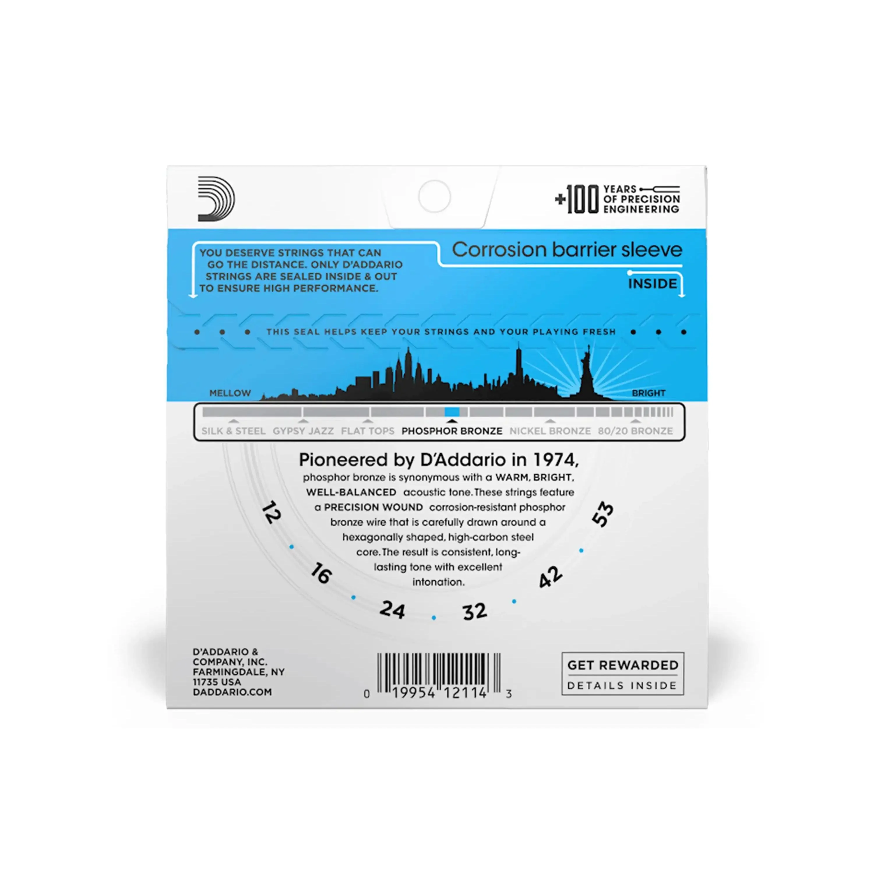 D'Addario EJ16 Phosphor Bronze Acoustic Guitar Strings, Light .12-.53 - Image 2