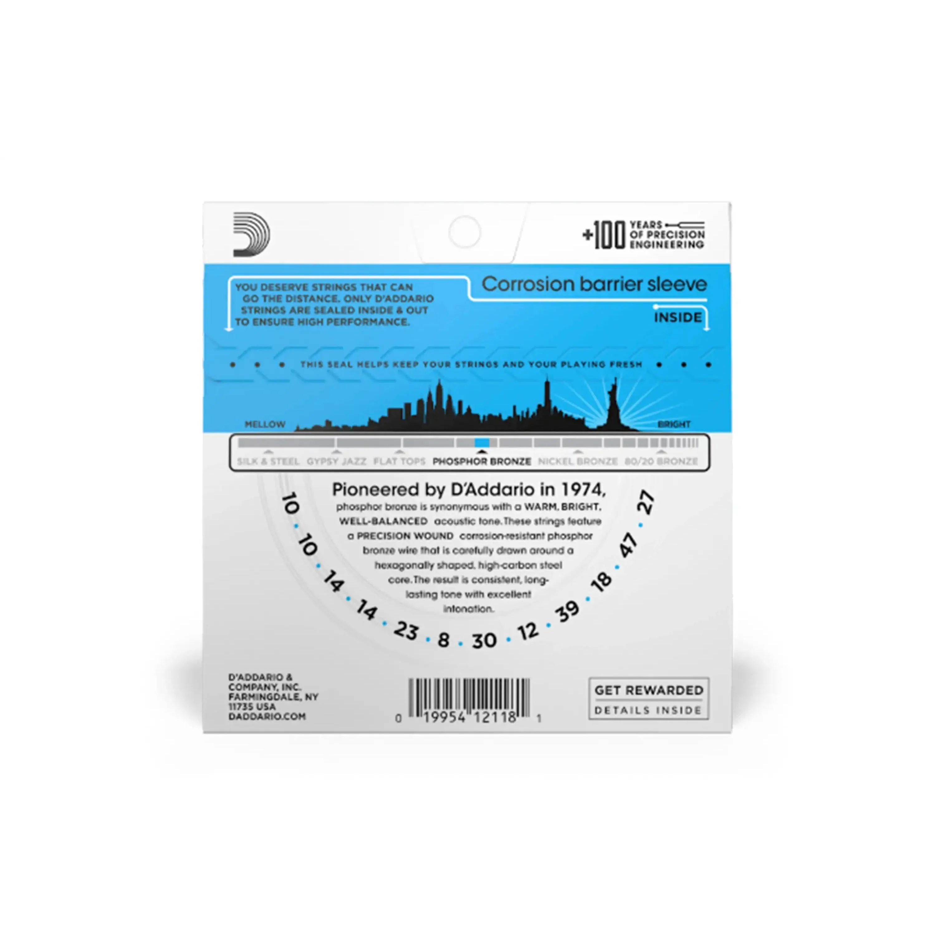 D'Addario EJ38 Phosphor Bronze Acoustic 12-String Guitar Strings - Light .010-.047 - Image 2