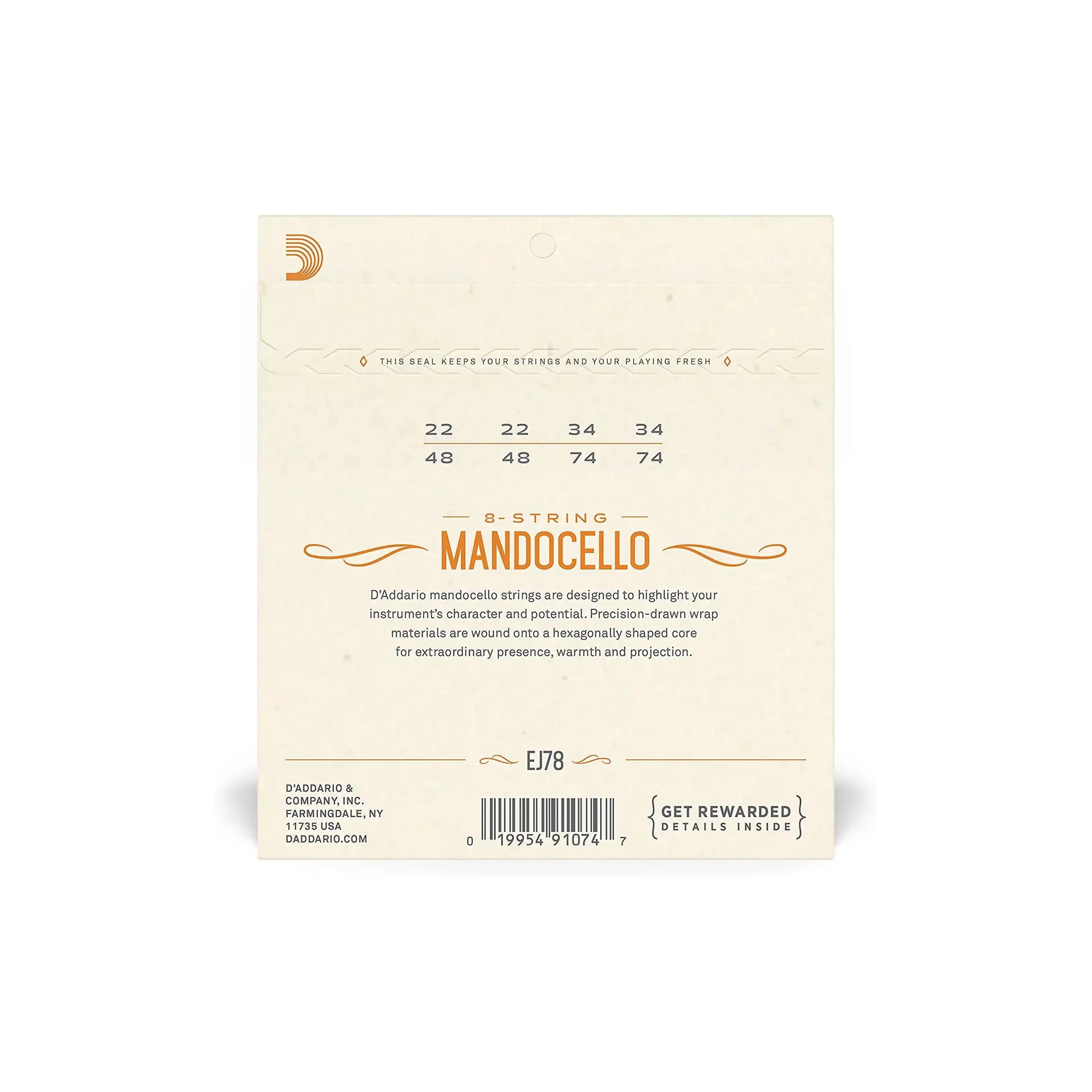 D'Addario EJ78 Phosphor Bronze 8-String Mandocello Strings - Medium .022-.074 - Image 2