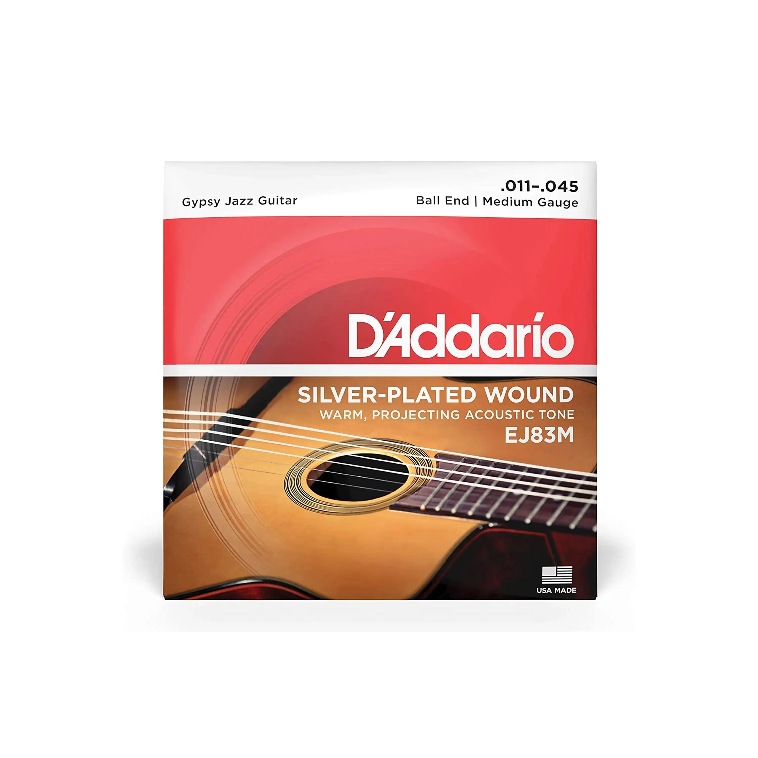 D'Addario EJ83M Gypsy Jazz Acoustic Guitar Strings - Ball End Medium .011-.045