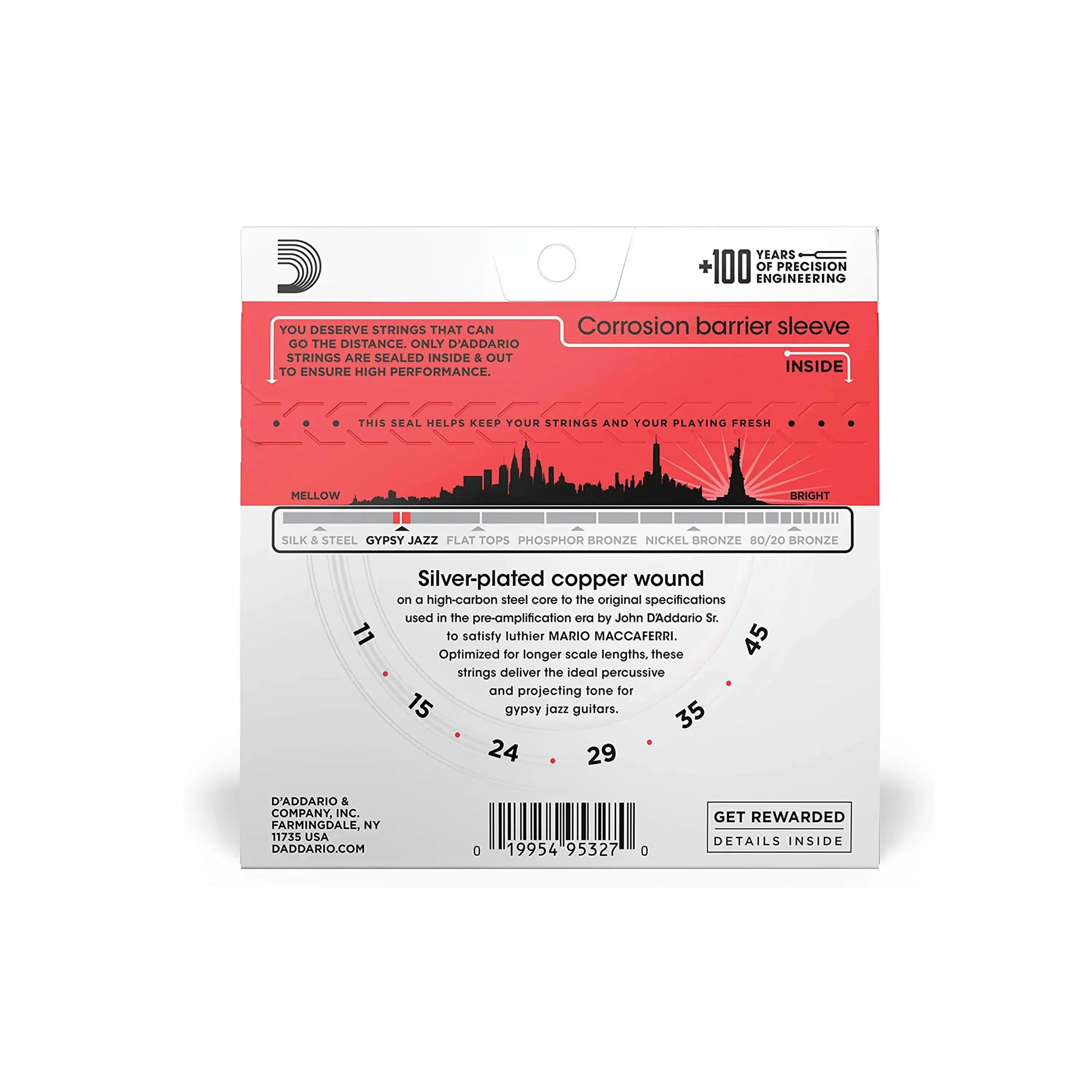 D'Addario EJ83M Gypsy Jazz Acoustic Guitar Strings - Ball End Medium .011-.045 - Image 2