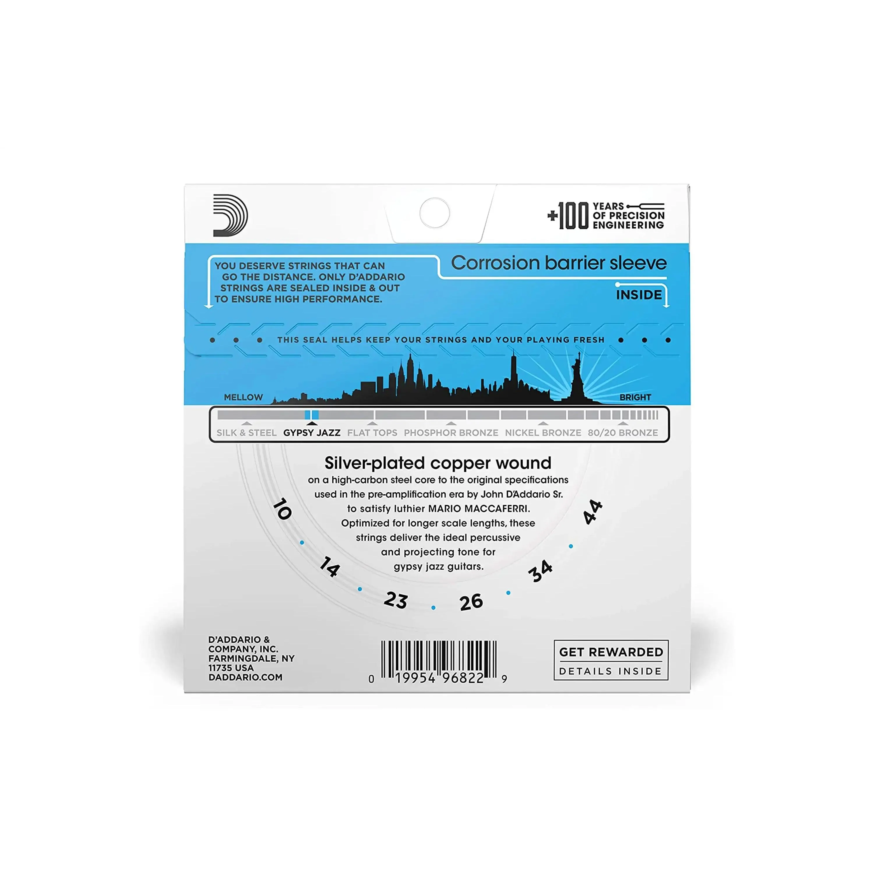 D'Addario EJ84L Gypsy Jazz Acoustic Guitar Strings - Loop End Light .010-.044 - Image 2