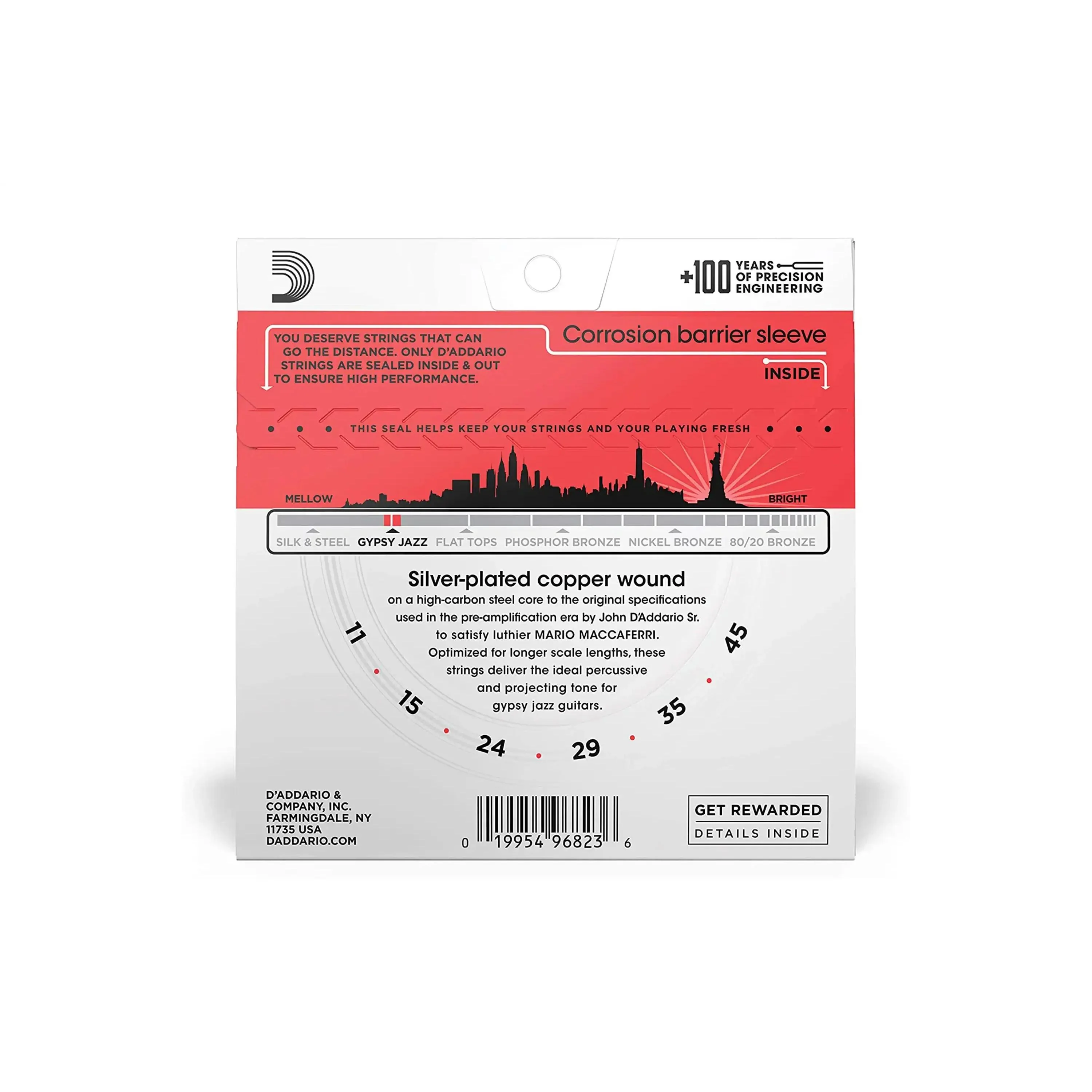 D'Addario EJ84M Gypsy Jazz Acoustic Guitar Strings - Loop End Medium .011-.045 - Image 2